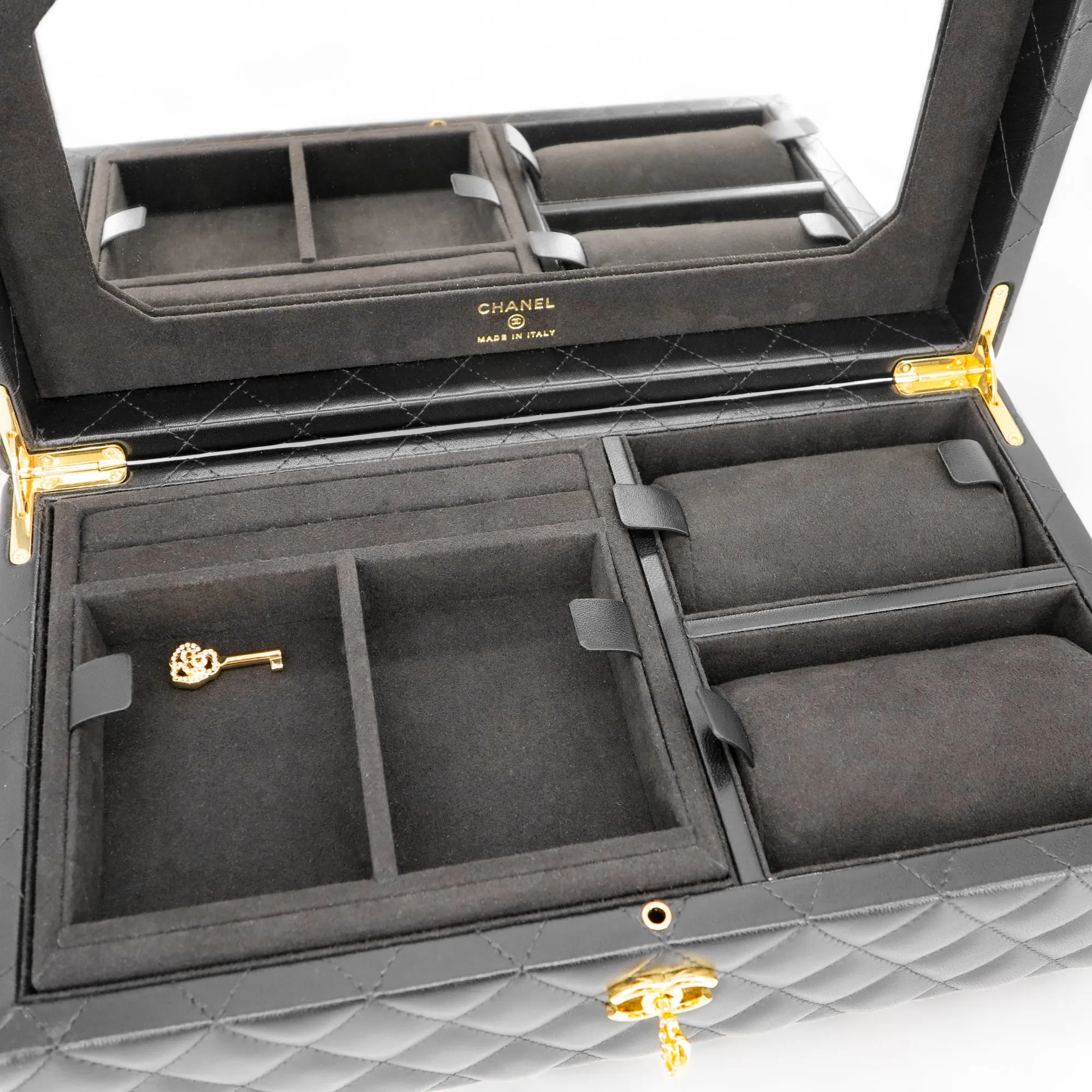 Limited Edition Black Lambskin Jewelry Box Vanity Case