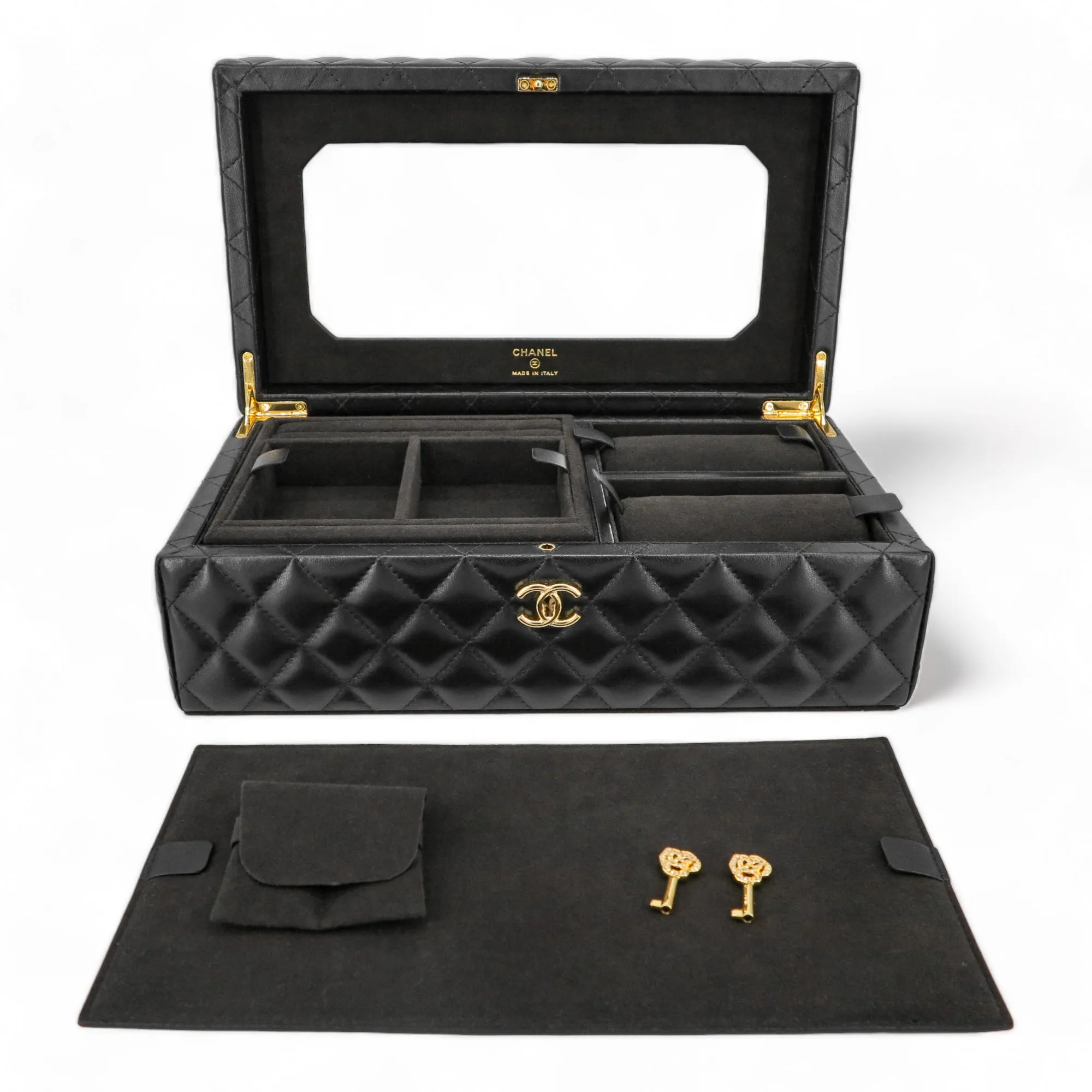 Limited Edition Black Lambskin Jewelry Box Vanity Case