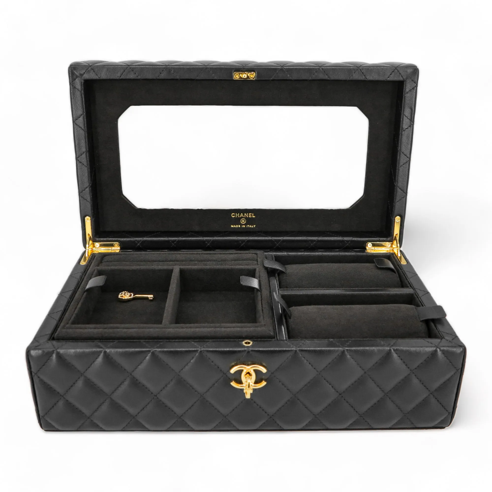 Limited Edition Black Lambskin Jewelry Box Vanity Case