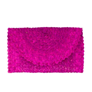 Lizzie Straw Grass Clutch - Azalea Pink
