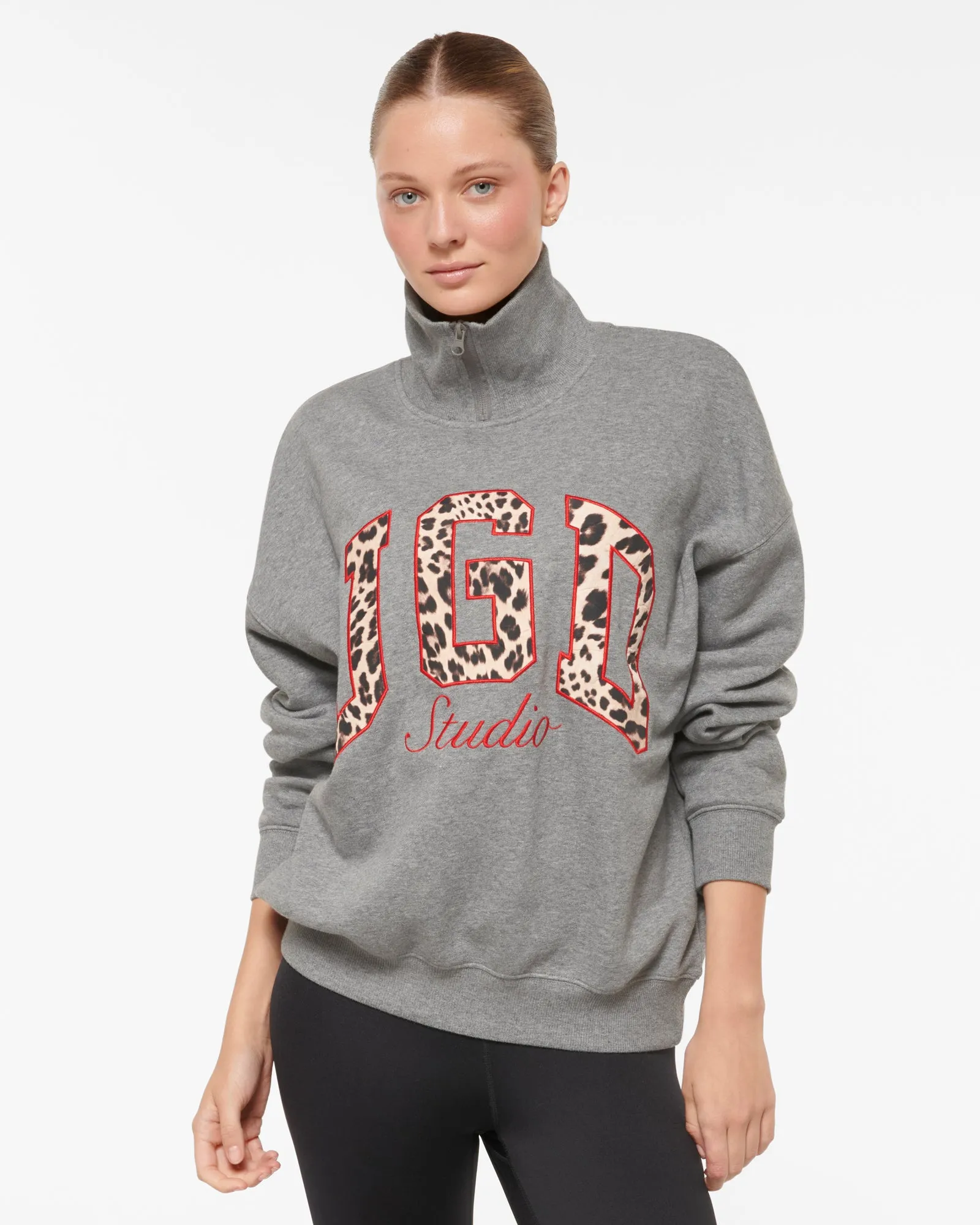 LOCKHART SIGNATURE ZIP-NECK SWEATER CHARCOAL MARLE
