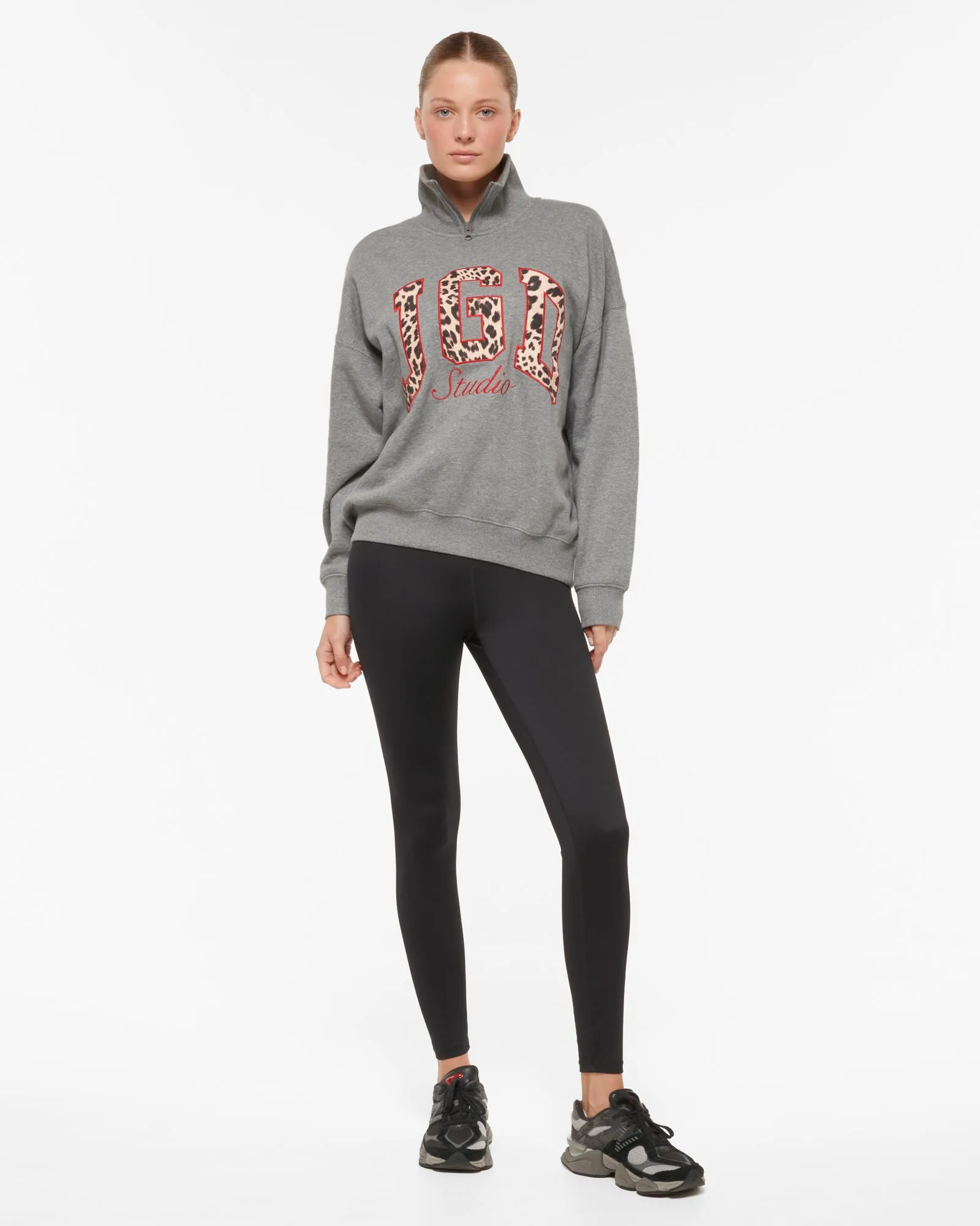 LOCKHART SIGNATURE ZIP-NECK SWEATER CHARCOAL MARLE
