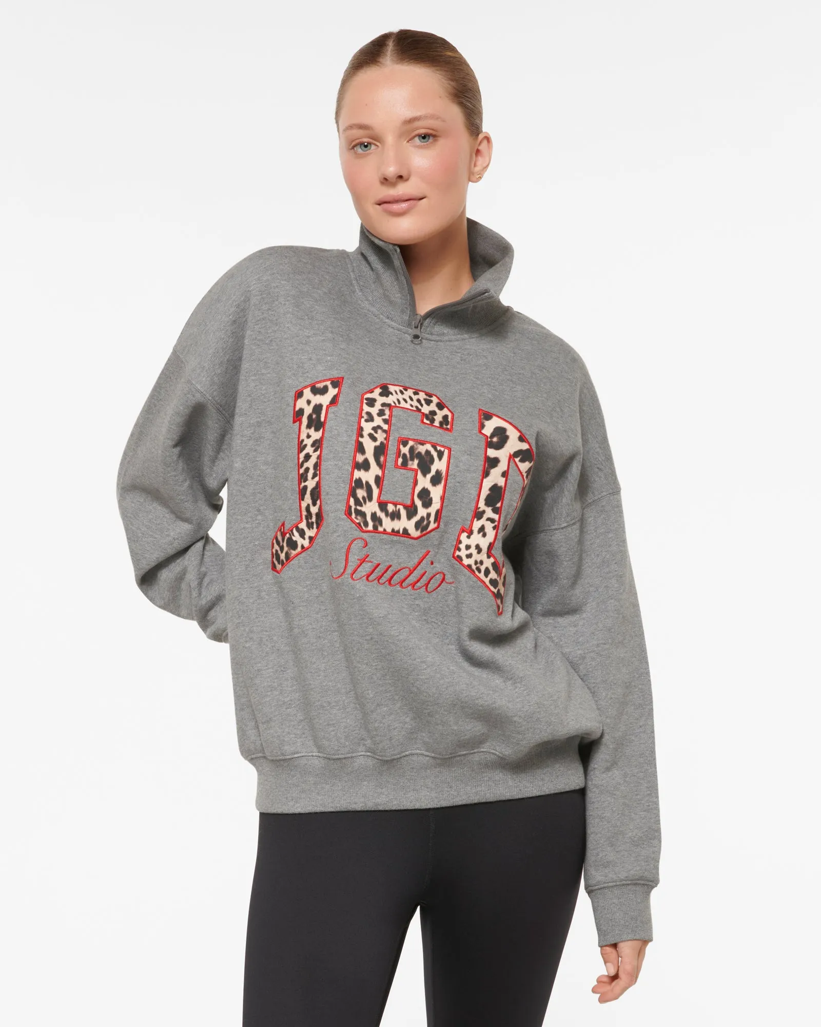 LOCKHART SIGNATURE ZIP-NECK SWEATER CHARCOAL MARLE