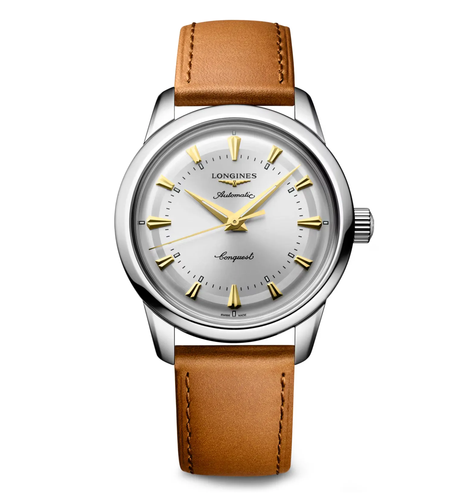 Longines Conquest Heritage 38mm Watch with Brown Leather Strap