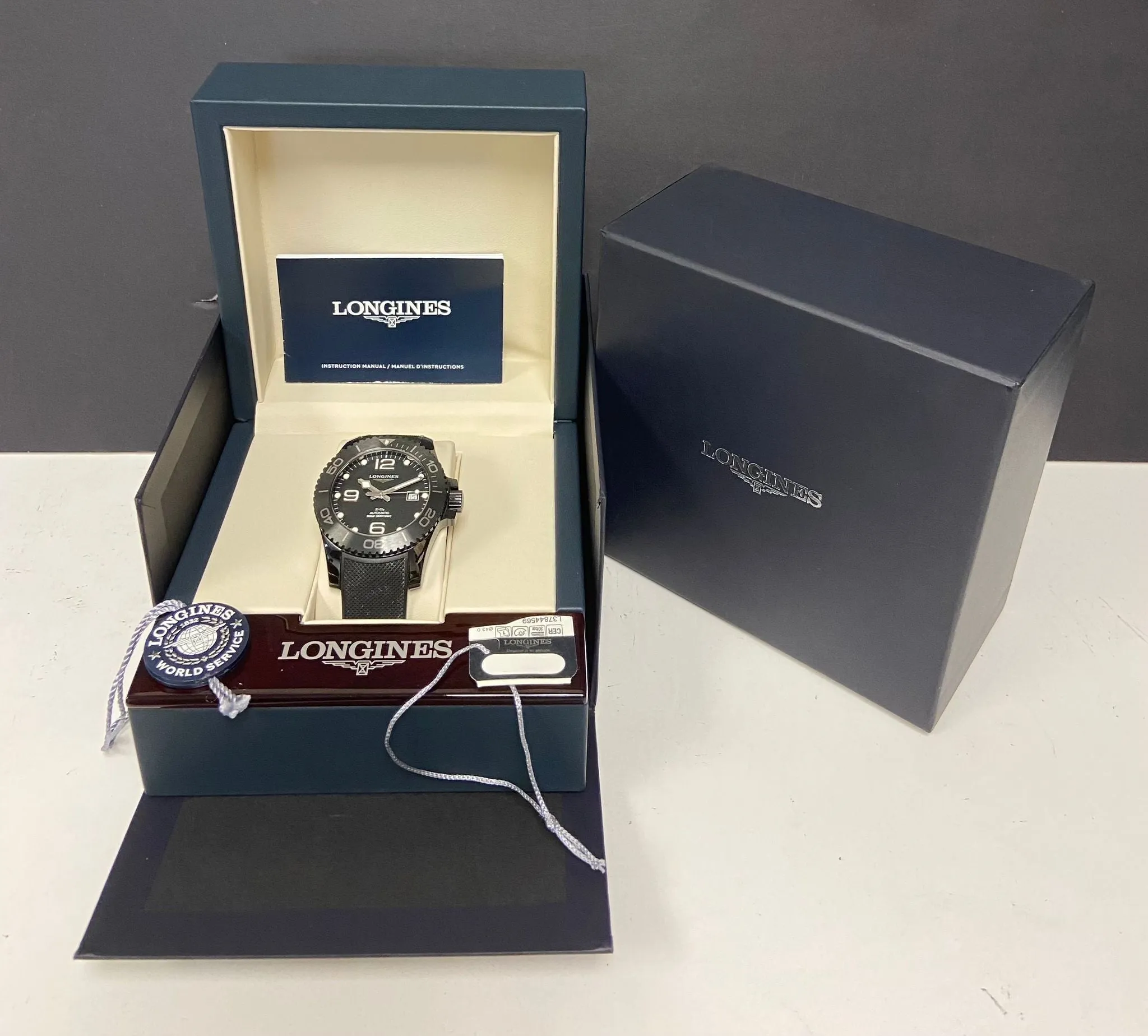 Longines HydroConquest 43mm Ceramic L3.784.4.56.9 Black Dial Automatic Men's Watch