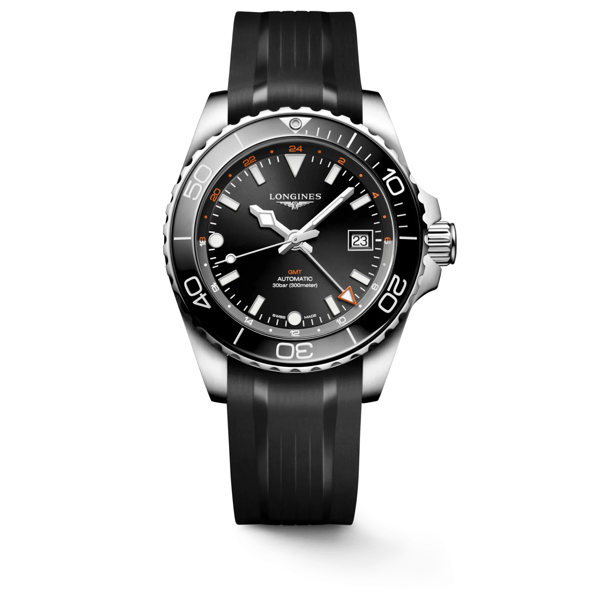 Longines HydroConquest GMT 41mm Black Rubber Men's Watch L37904569
