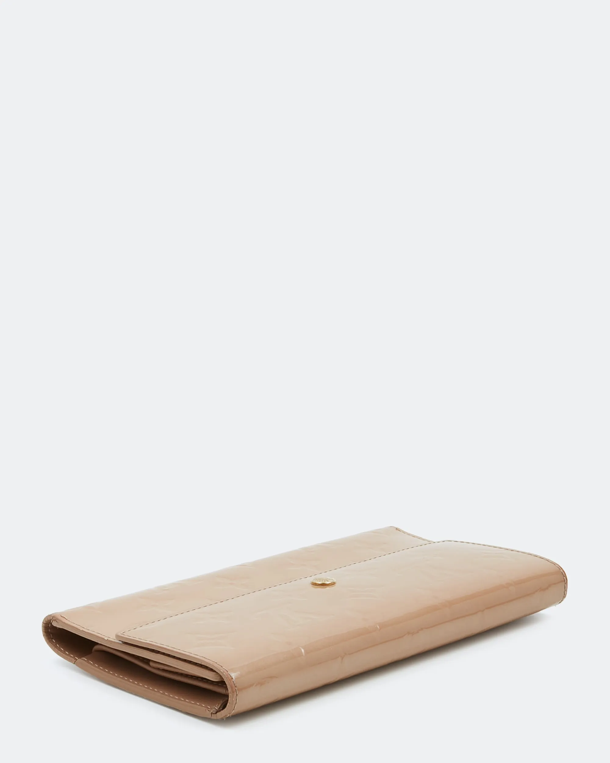 Louis Vuitton Beige Vernis Monogram Patent Leather Flap Wallet