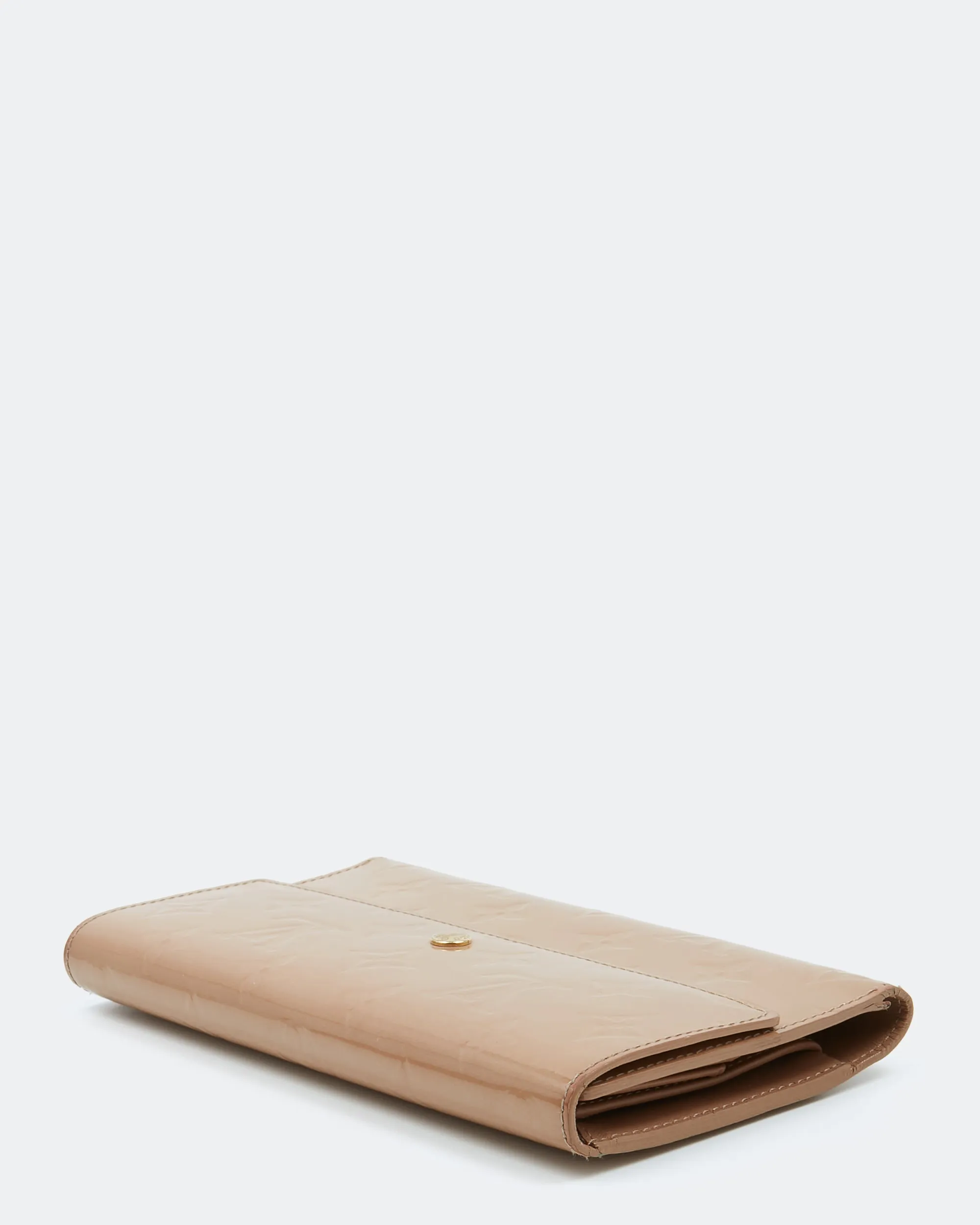 Louis Vuitton Beige Vernis Monogram Patent Leather Flap Wallet