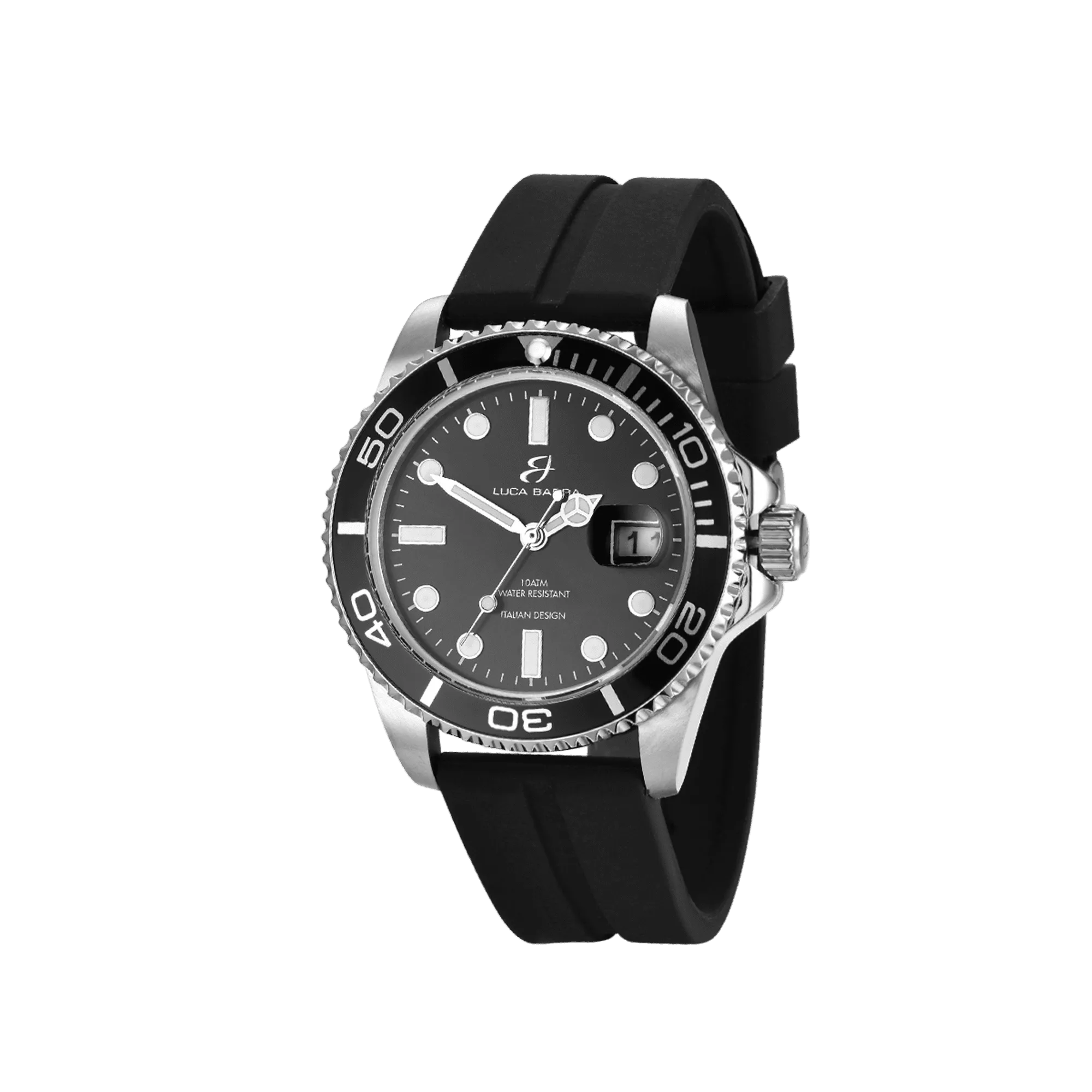 Luca Barra Gents Watch with Steel Case, Black Bezel, Black Dial