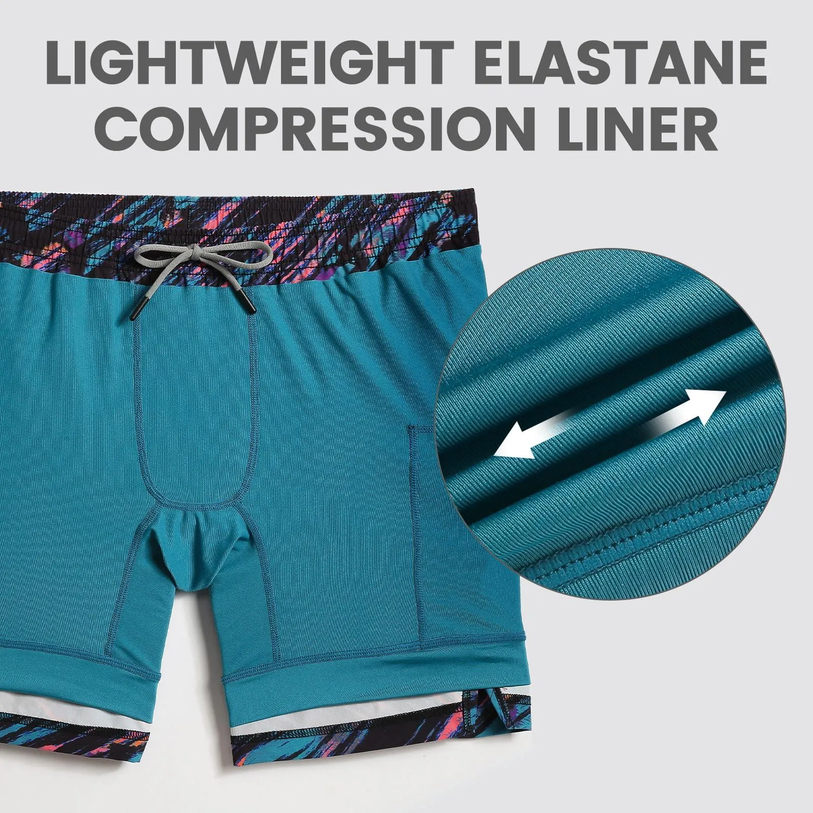 maamgic Gym Shorts for Men 7 inch Inseam with Liner Stretch 2 in 4 Workout Shorts Men Quick Dry Athletic Running Shorts Large Turquoise Green