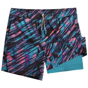 maamgic Gym Shorts for Men 7 inch Inseam with Liner Stretch 2 in 4 Workout Shorts Men Quick Dry Athletic Running Shorts Large Turquoise Green