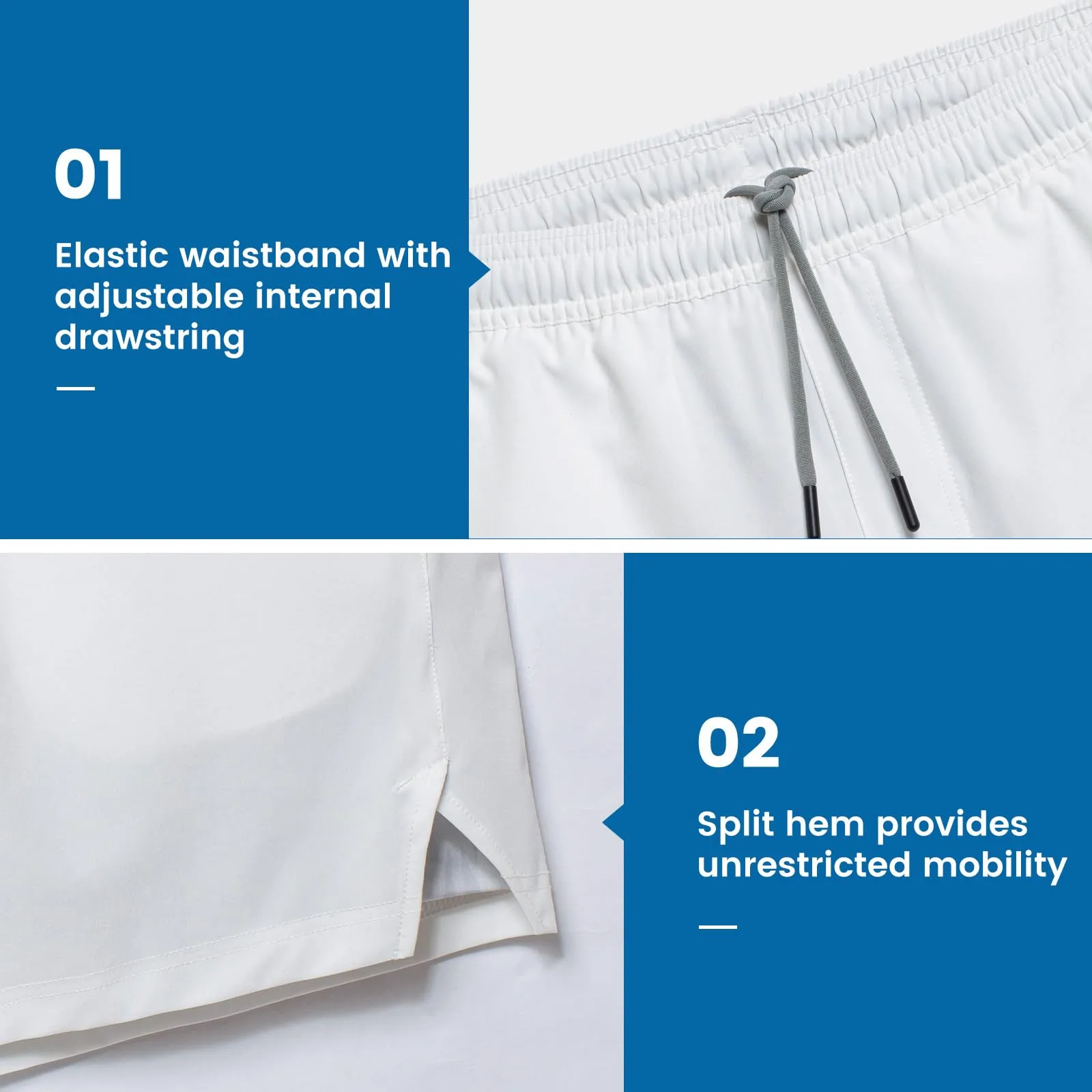maamgic Gym Shorts for Men 7 inch with Liner Stretch 2 in 1 Workout Shorts Men Quick Dry Athletic Shorts White Large