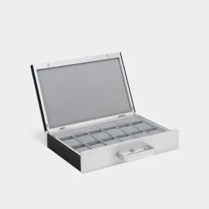 MACKENZIE 12 WATCH BRIEFCASE - BLACK / GREY