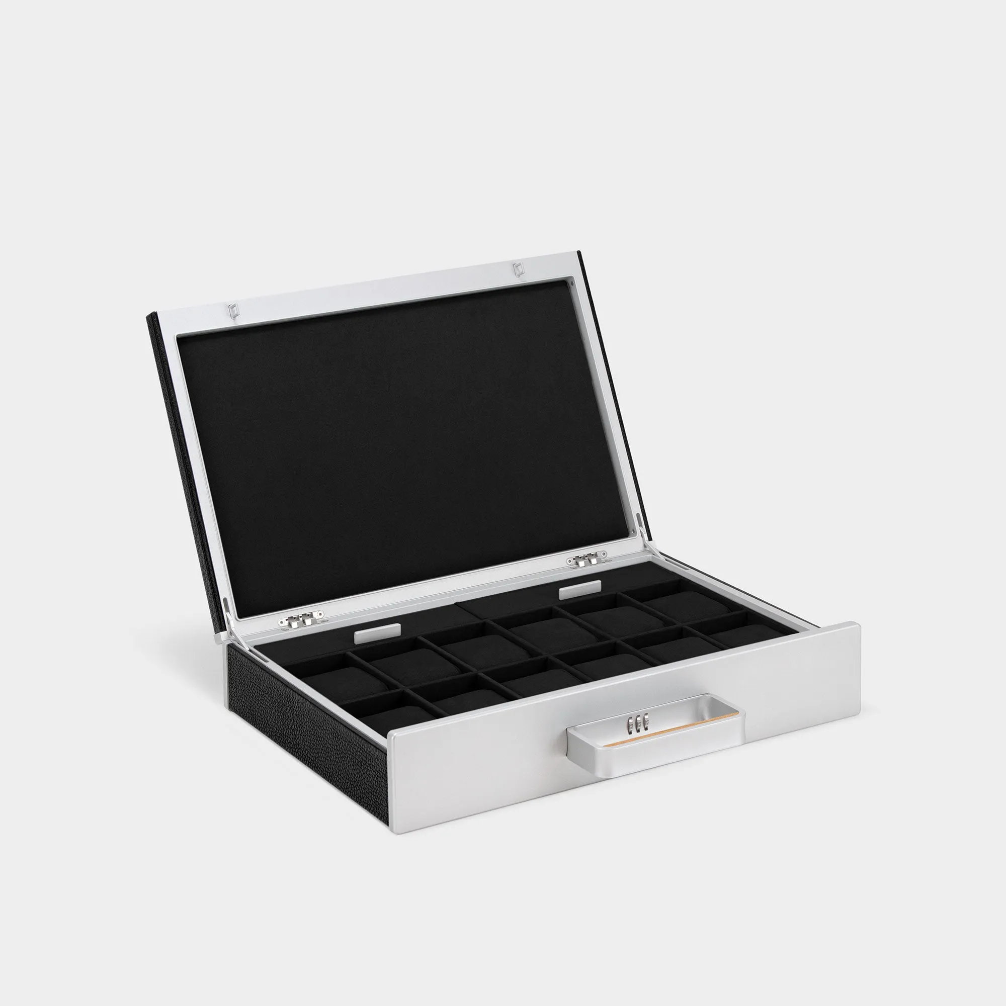 MACKENZIE 12 WATCH BRIEFCASE - BLACK / GREY