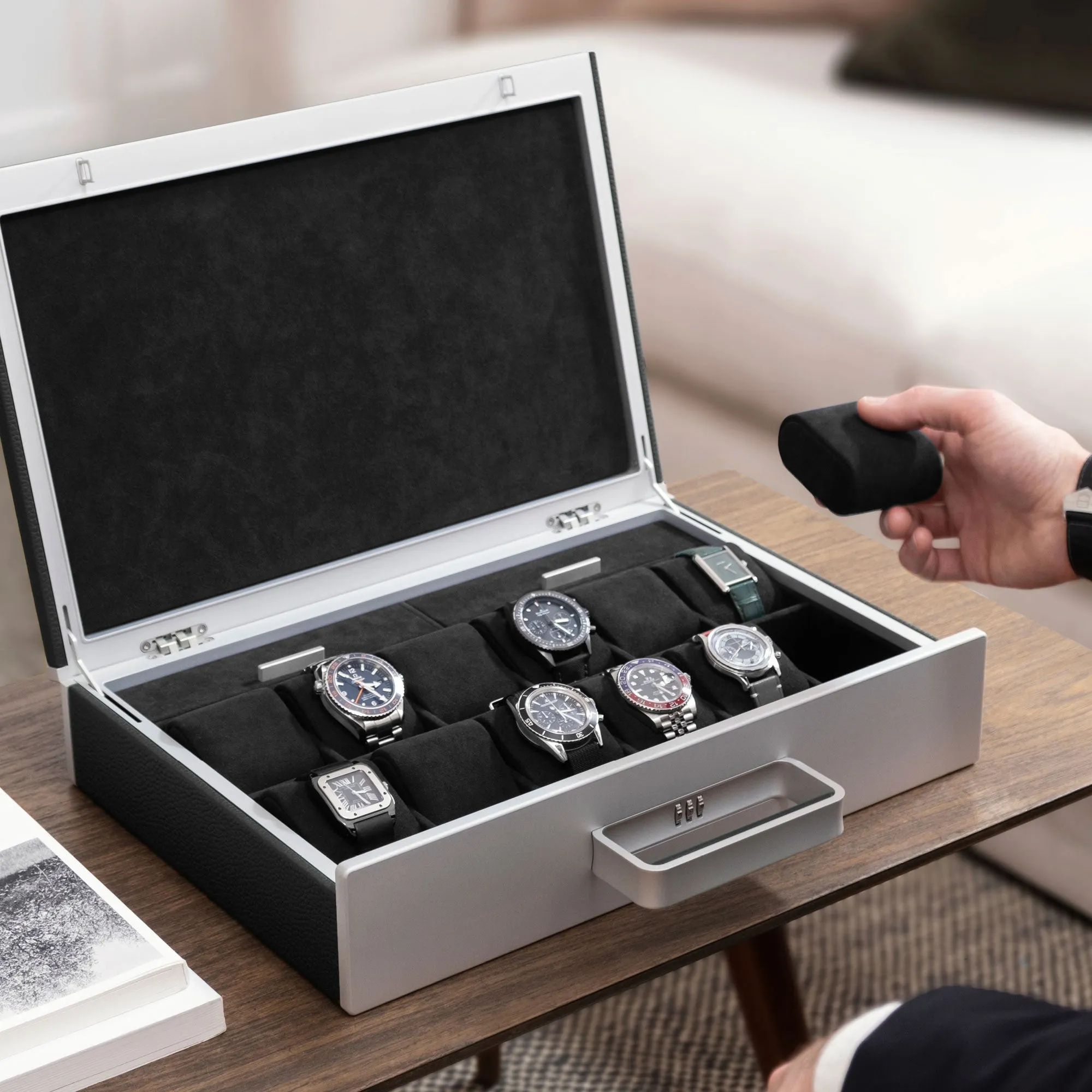 MACKENZIE 12 WATCH BRIEFCASE - BLACK / GREY