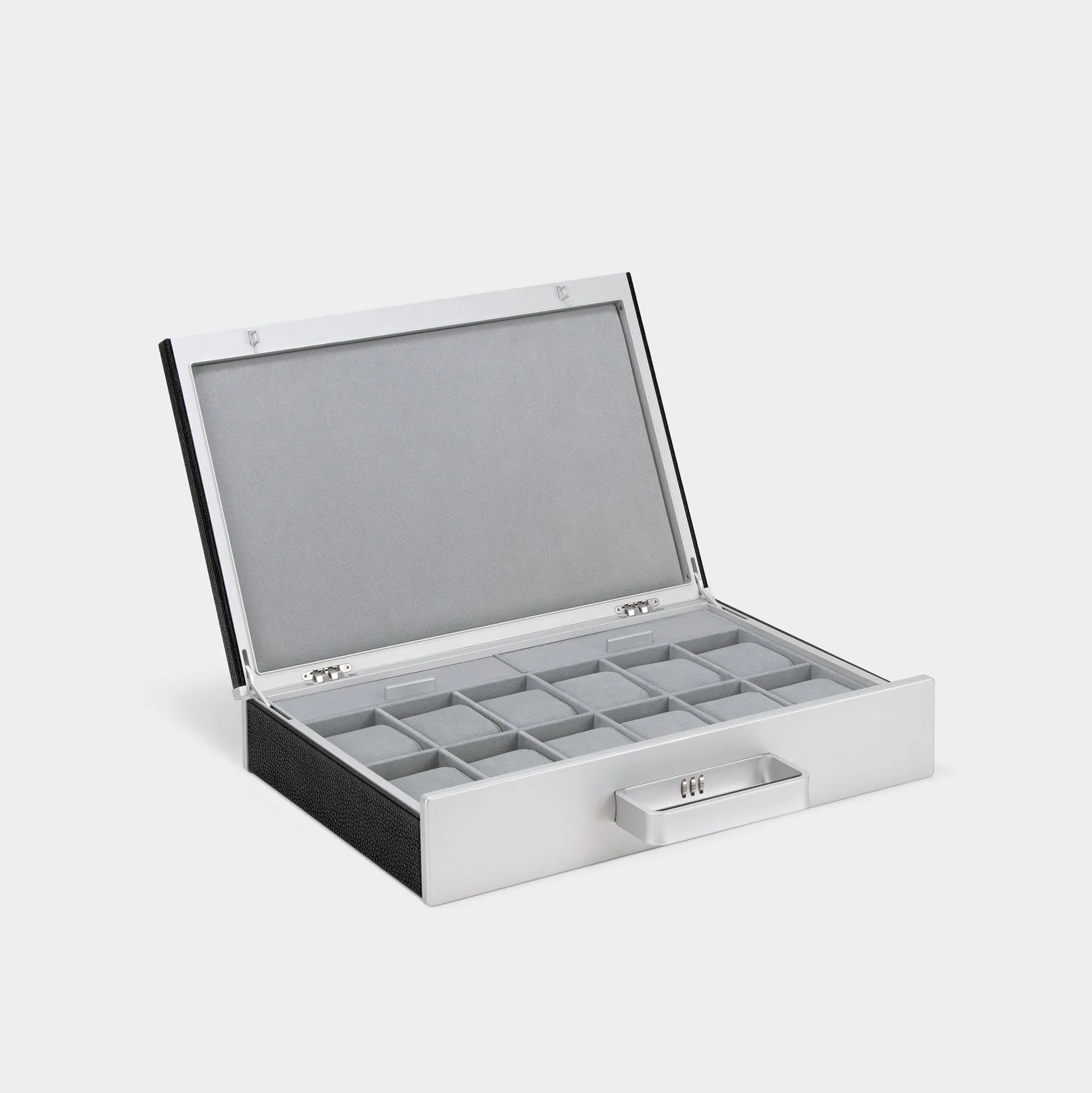 MACKENZIE 12 WATCH BRIEFCASE - BLACK / GREY