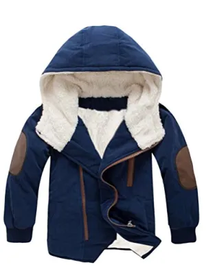 Mallimoda Boys' Parka Jacket, Hooded Fleece Coat.
