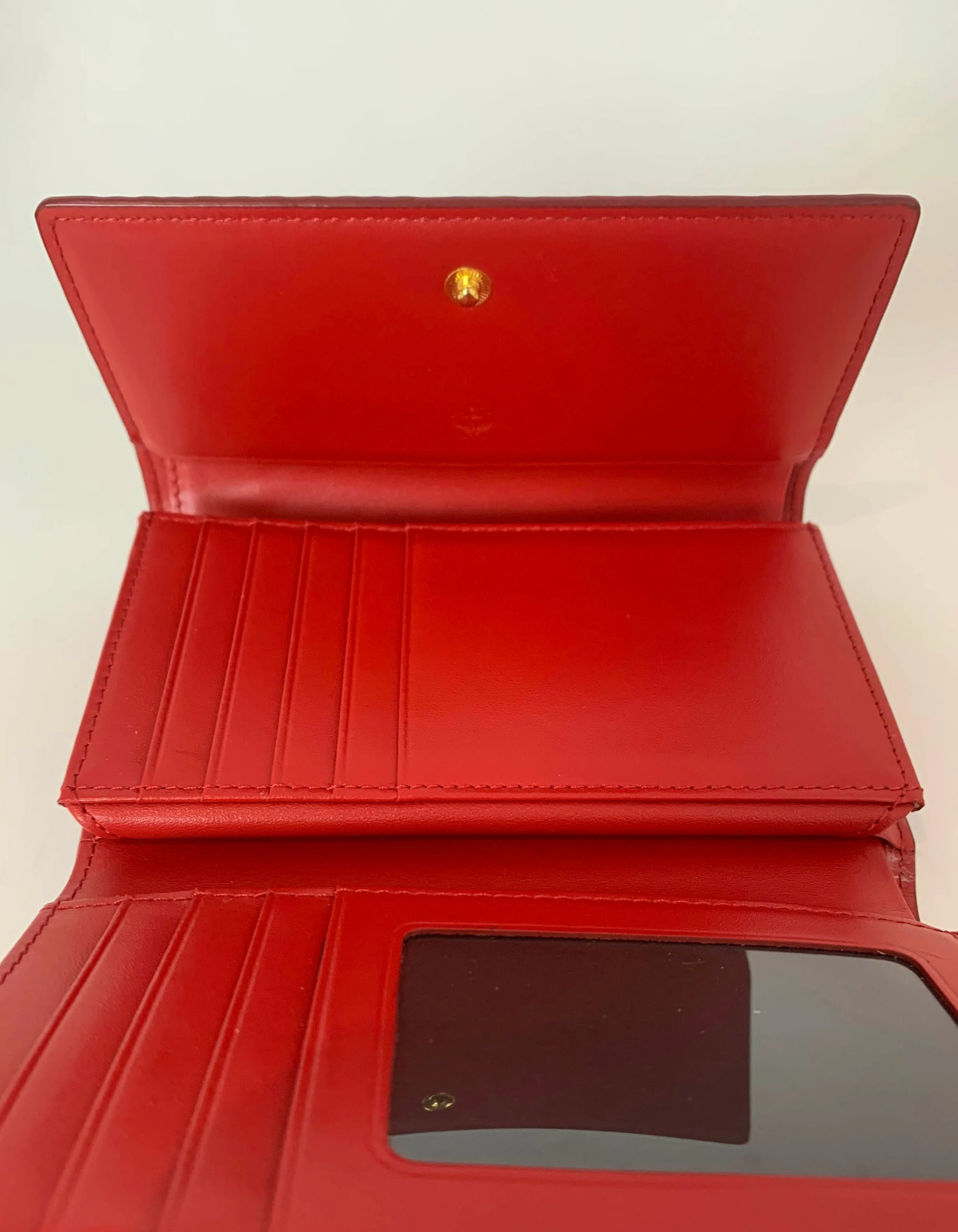 MCM Red Visetos Medium Trifold Wallet