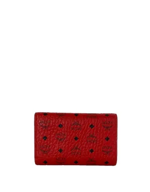 MCM Red Visetos Medium Trifold Wallet
