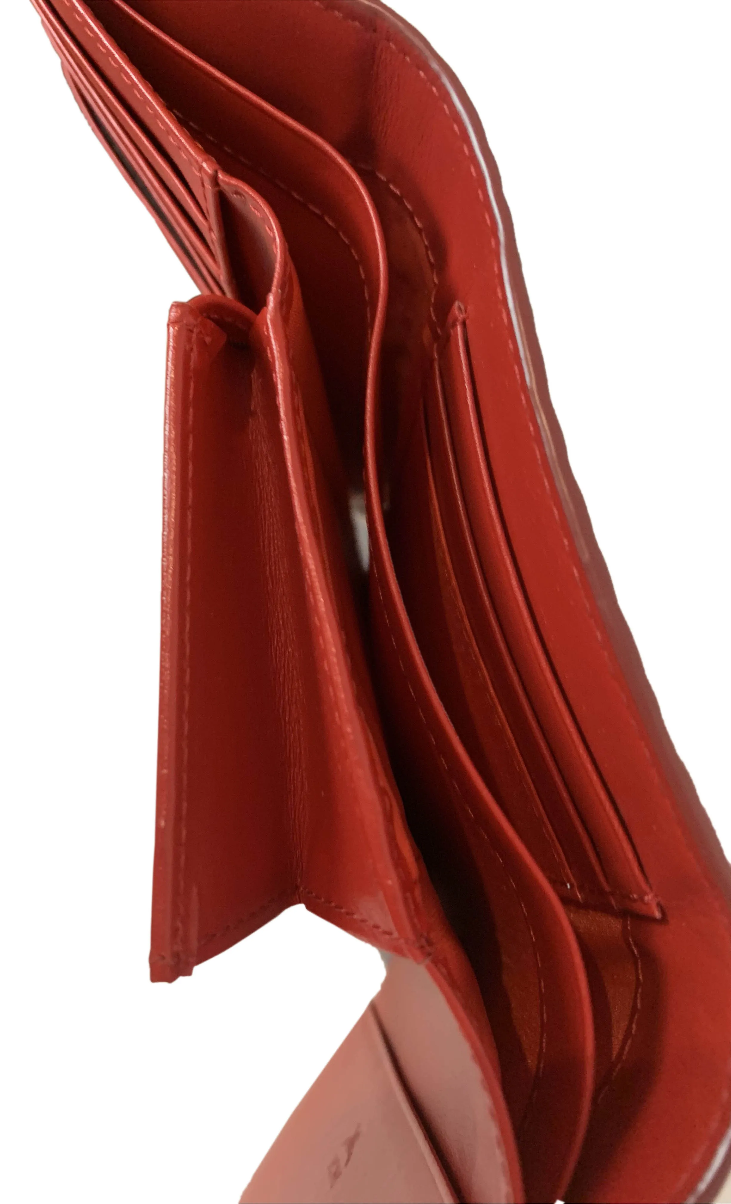 MCM Red Visetos Medium Trifold Wallet