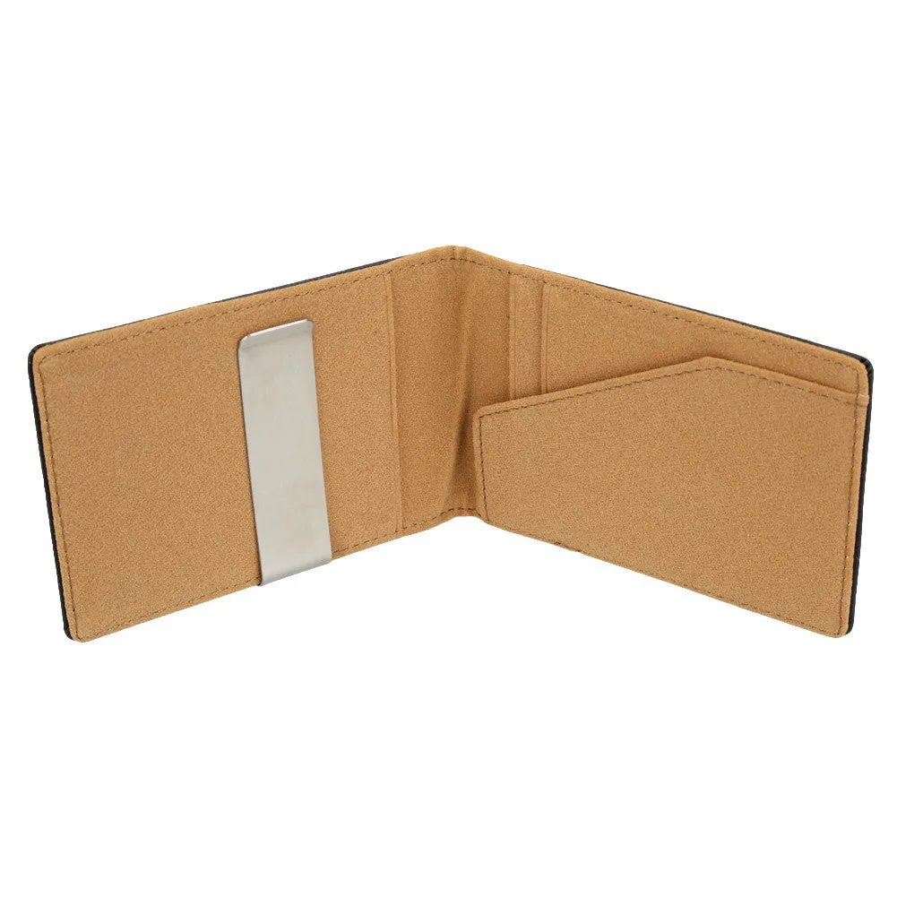 Men Faux Leather Clip Slim Wallet