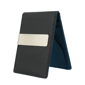 Men Faux Leather Clip Slim Wallet