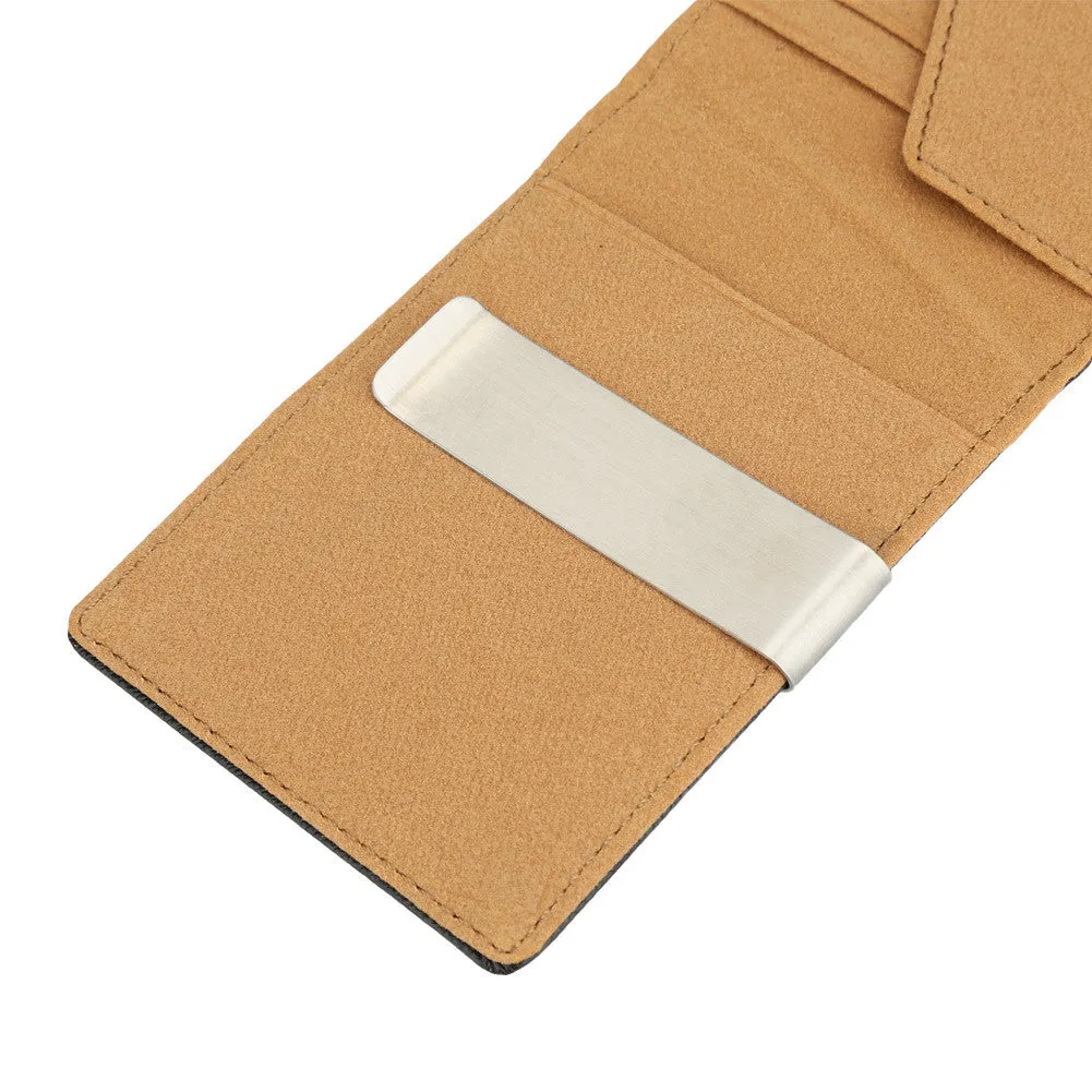 Men Faux Leather Clip Slim Wallet