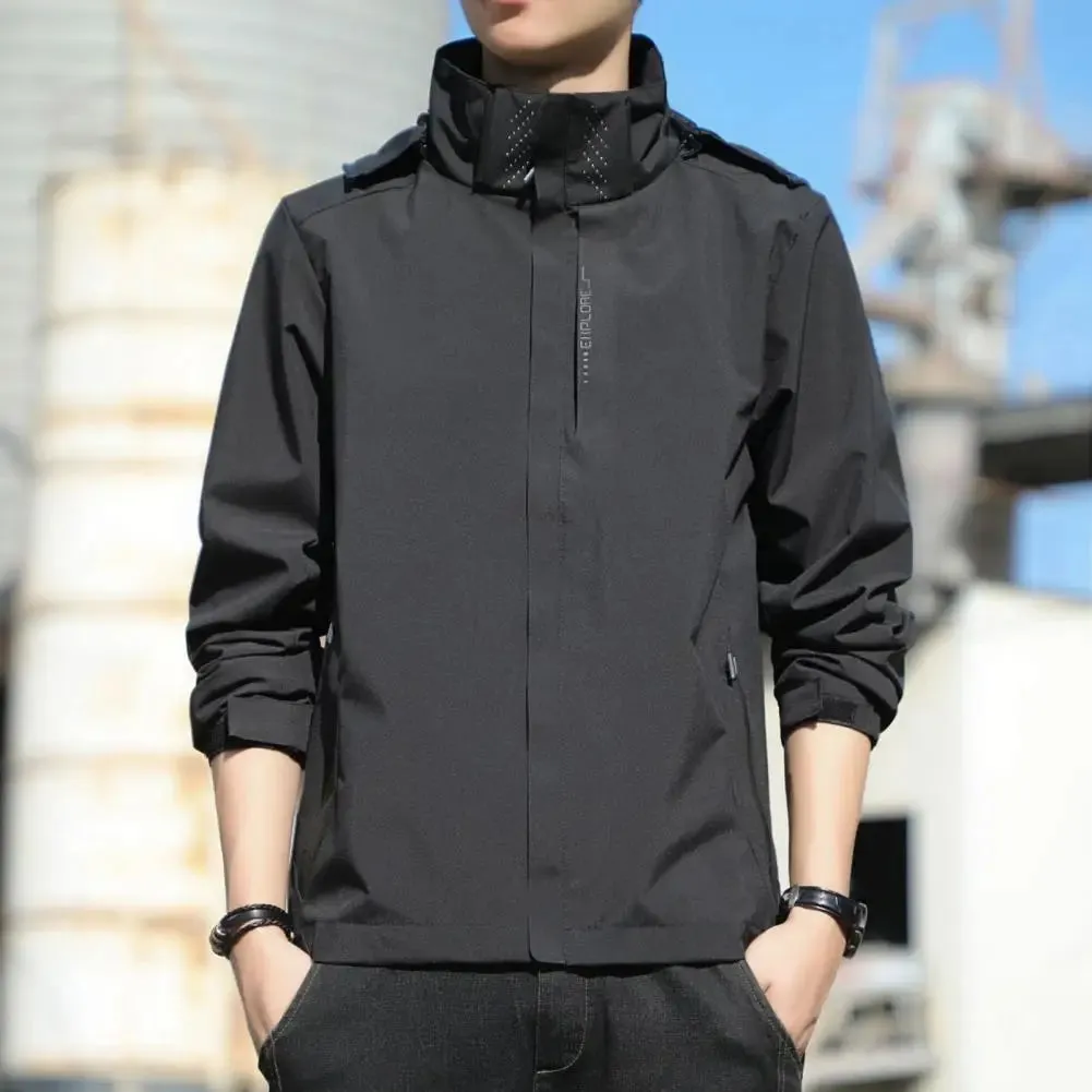 Men Hooded Jackets Waterproof Solid Color Streetwear Spring Autumn Loose Hoodies Bomber Coats Sports Jackets for men chaquetas