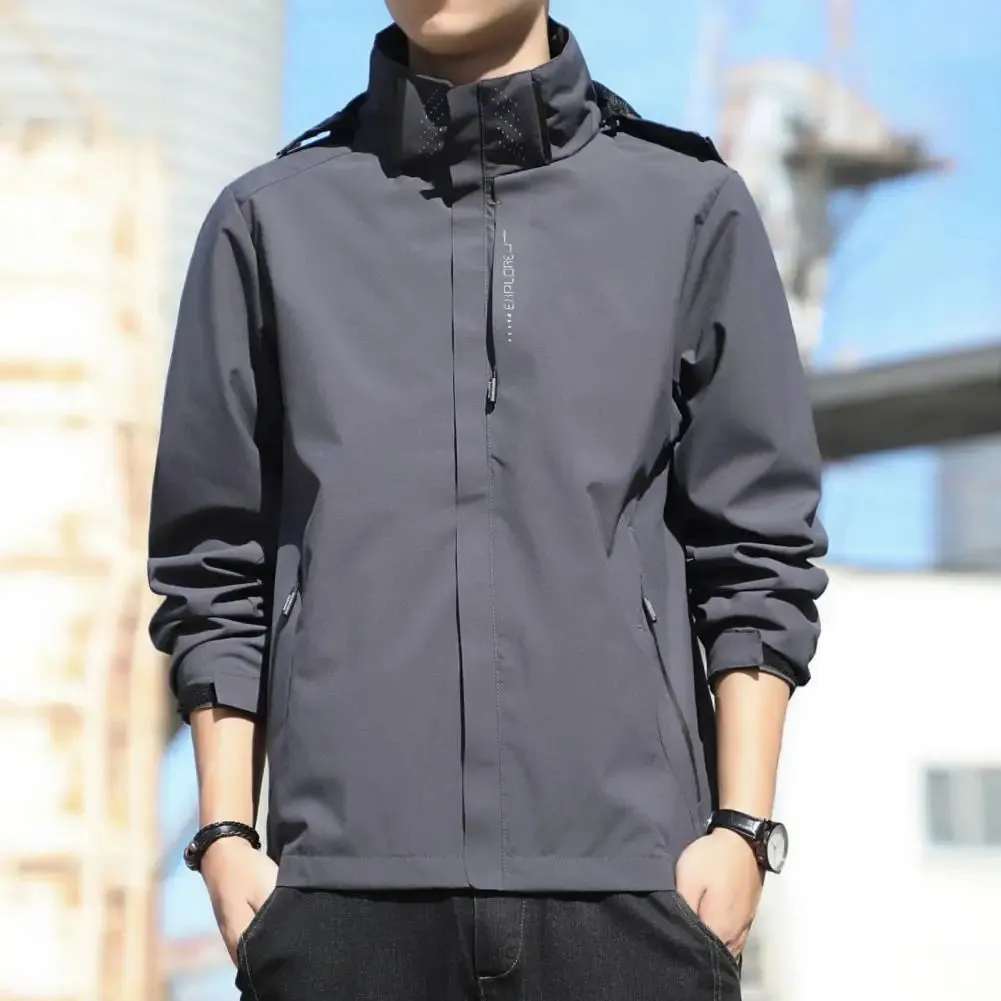 Men Hooded Jackets Waterproof Solid Color Streetwear Spring Autumn Loose Hoodies Bomber Coats Sports Jackets for men chaquetas