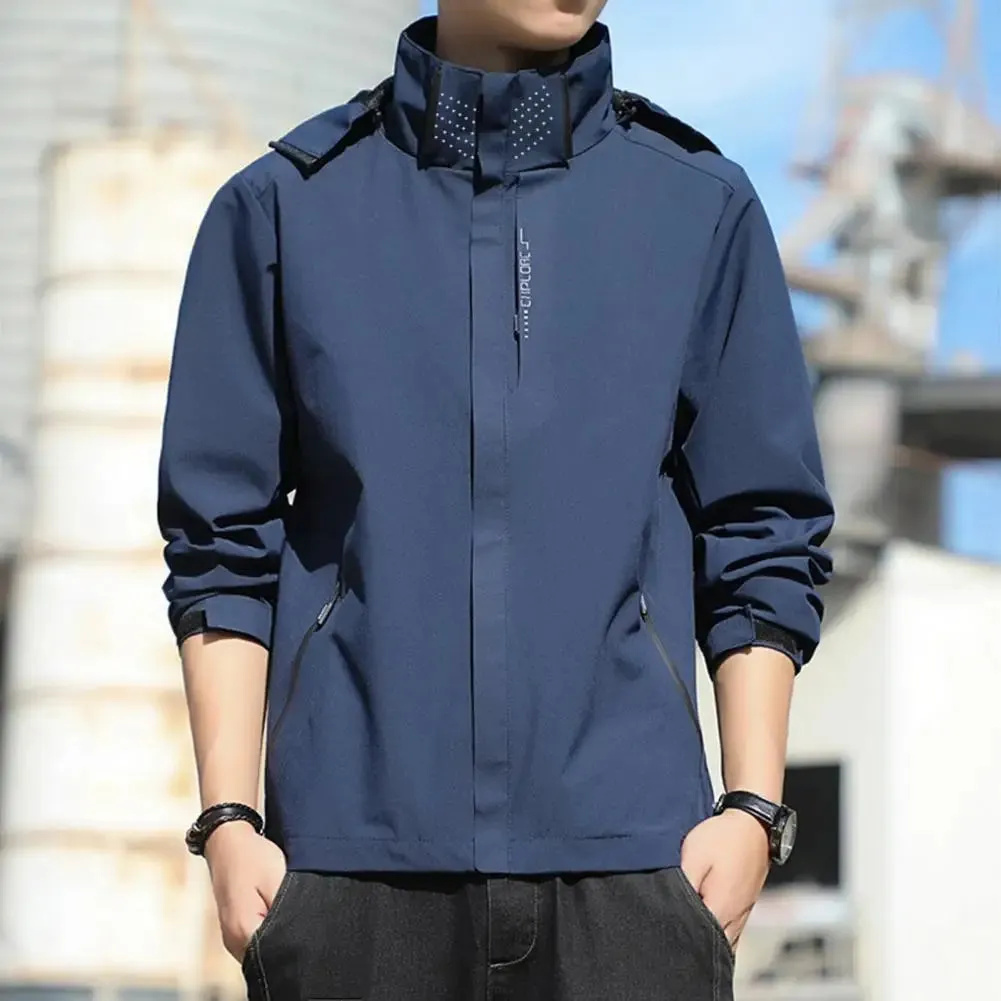 Men Hooded Jackets Waterproof Solid Color Streetwear Spring Autumn Loose Hoodies Bomber Coats Sports Jackets for men chaquetas