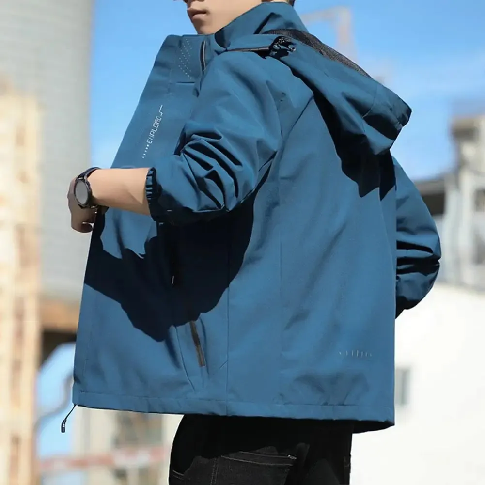 Men Hooded Jackets Waterproof Solid Color Streetwear Spring Autumn Loose Hoodies Bomber Coats Sports Jackets for men chaquetas