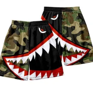 Men Shorts: Quick Dry Shark Print