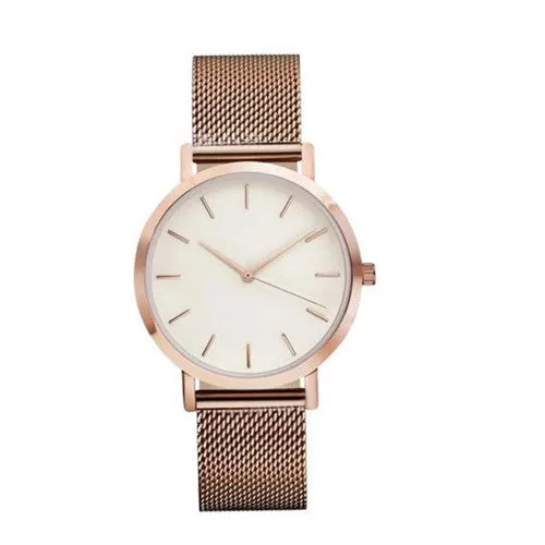 Men Women Fashion Stainless Steel Strap Analog Quartz Wrist Watch Luxury Simple Style Designed Bracelet Watches Women Clock
