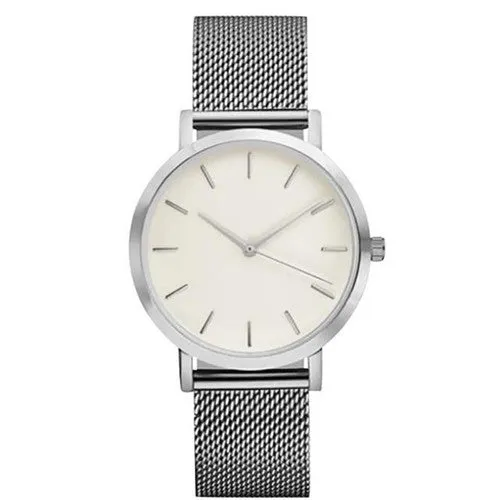 Men Women Fashion Stainless Steel Strap Analog Quartz Wrist Watch Luxury Simple Style Designed Bracelet Watches Women Clock