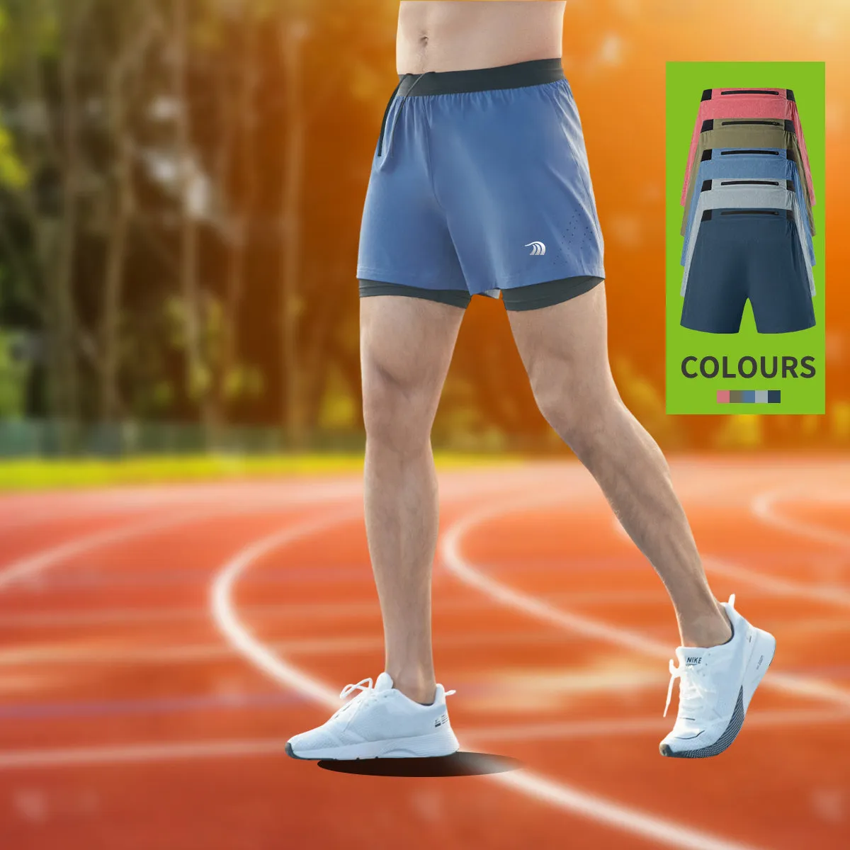 Men's Faux Two-piece Drawstring Quick-drying Sports Shorts