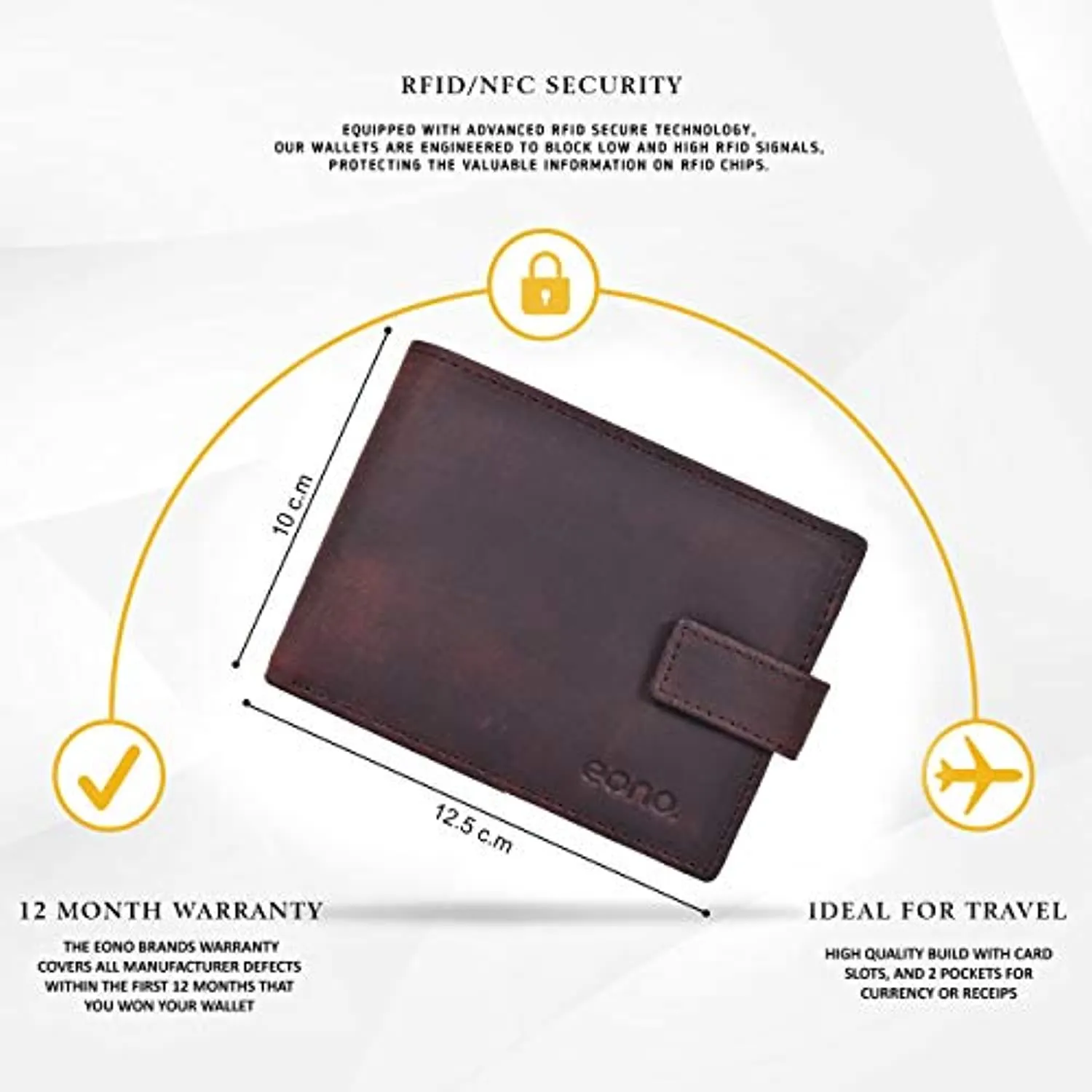 Mens RFID Protected Slim Purse Wallet with Coin Pocket