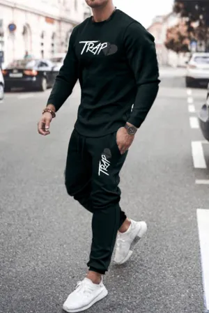 Men's TRAP Heart Broken Long Sleeve Sweatshirt and Pants Sports Suit
