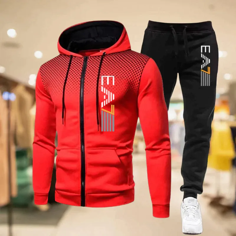 Men's Zip Hoodie Sweatpants Set