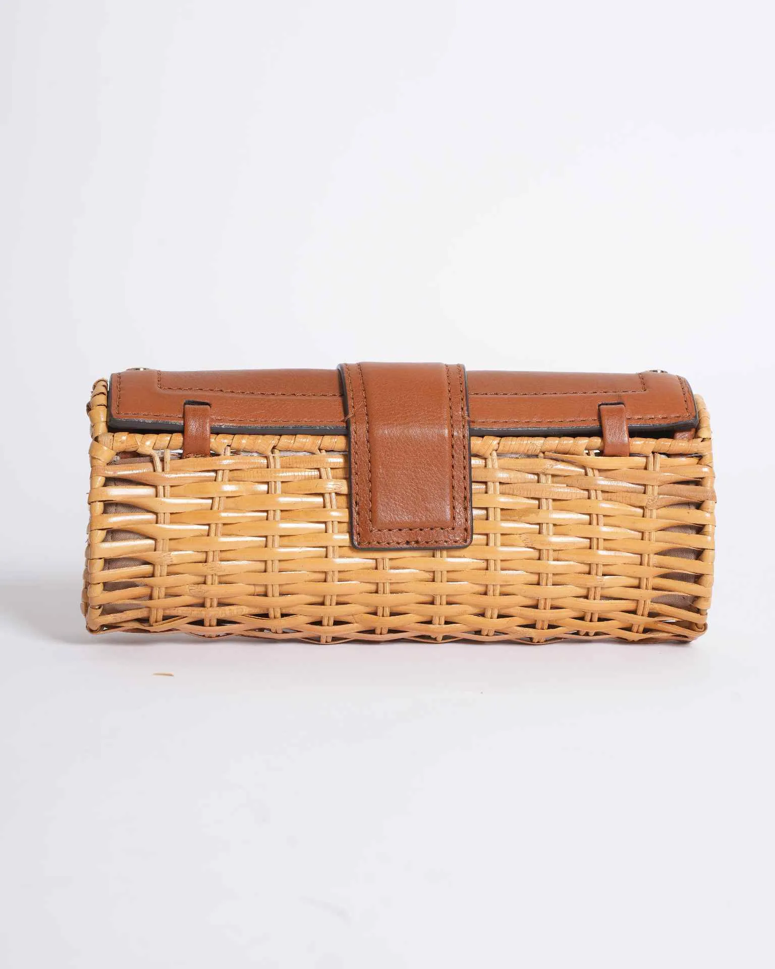 Michael Kors Straw Woven Clutch in Brown