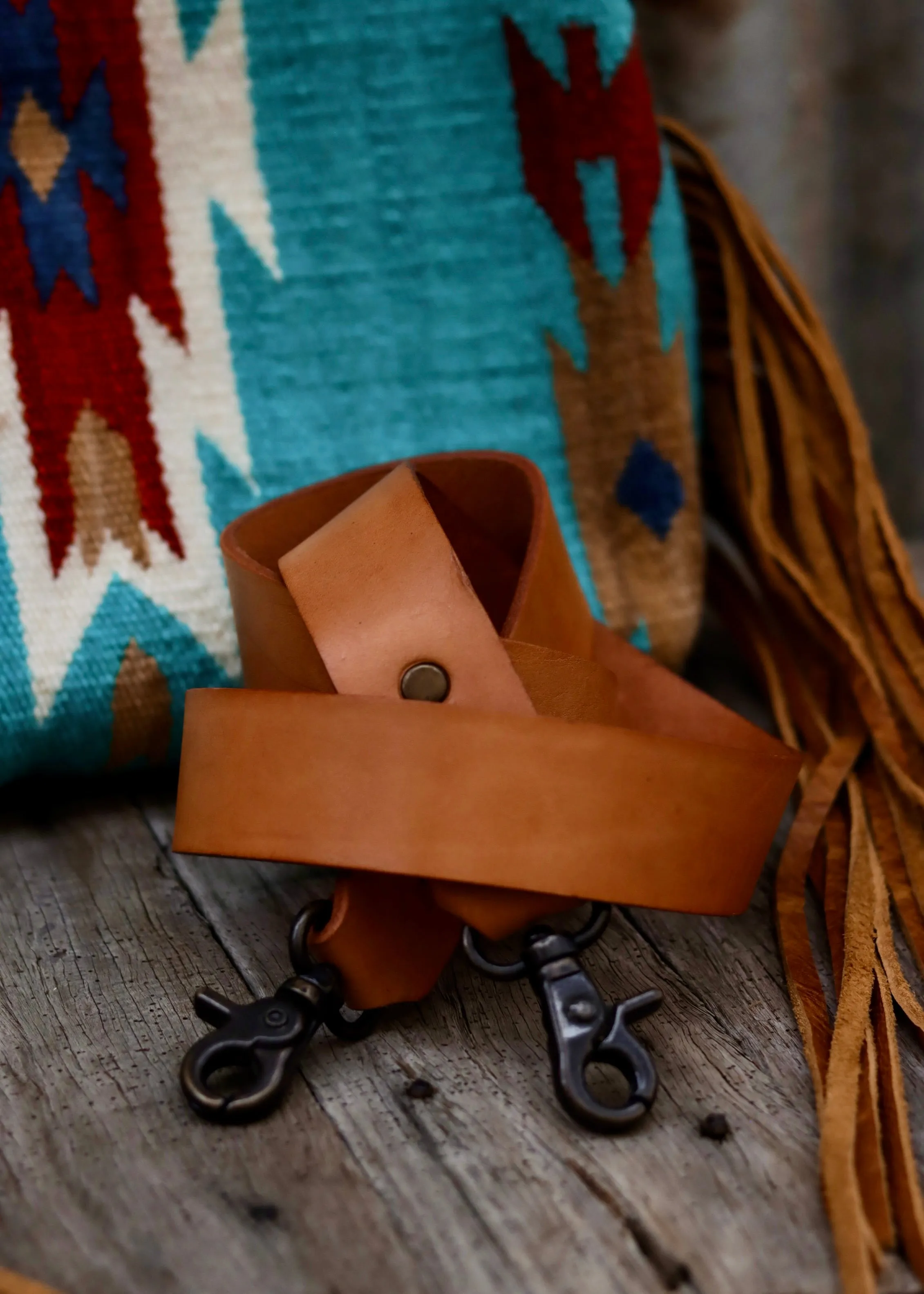 Millie Tooled Leather Saddle Blanket Bag in Blue