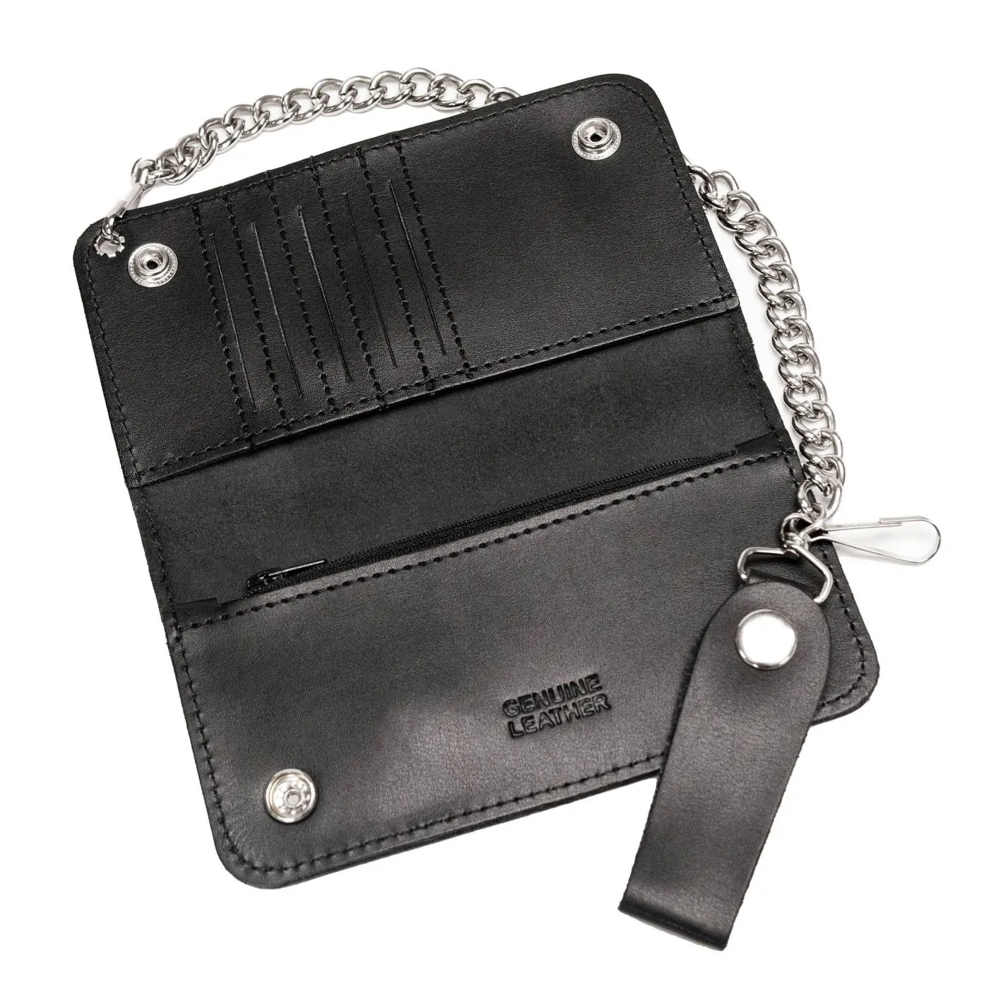 Milwaukee Leather MLW7894 Men's 7" Leather Bi-Fold Biker Wallet w/ Multiple Storage and Swivel Trigger Clip Anti-Theft Stainless Steel Chain