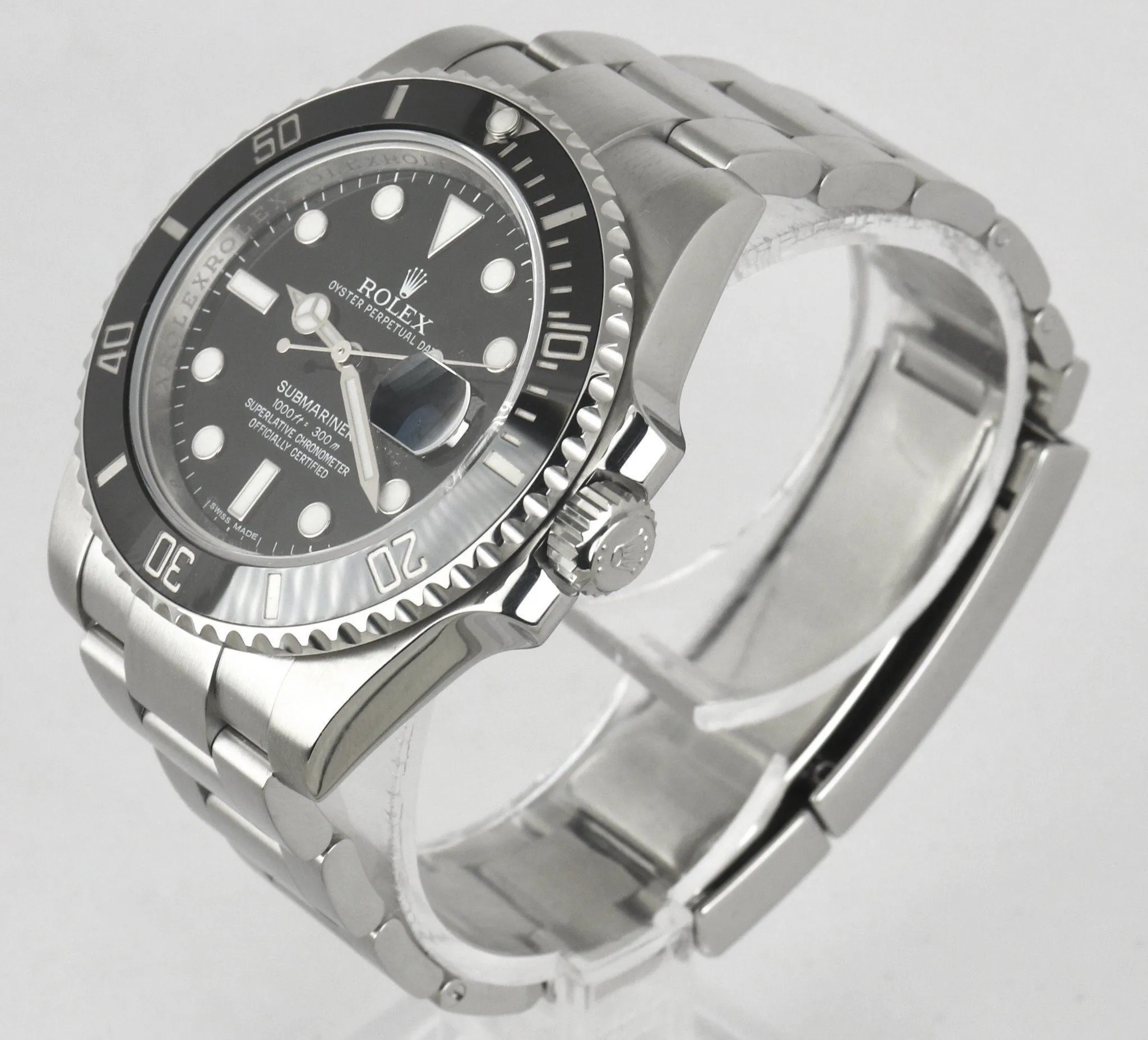 MINT 2014 Rolex Submariner Date 116610LN Stainless Black Ceramic 40mm B P Watch