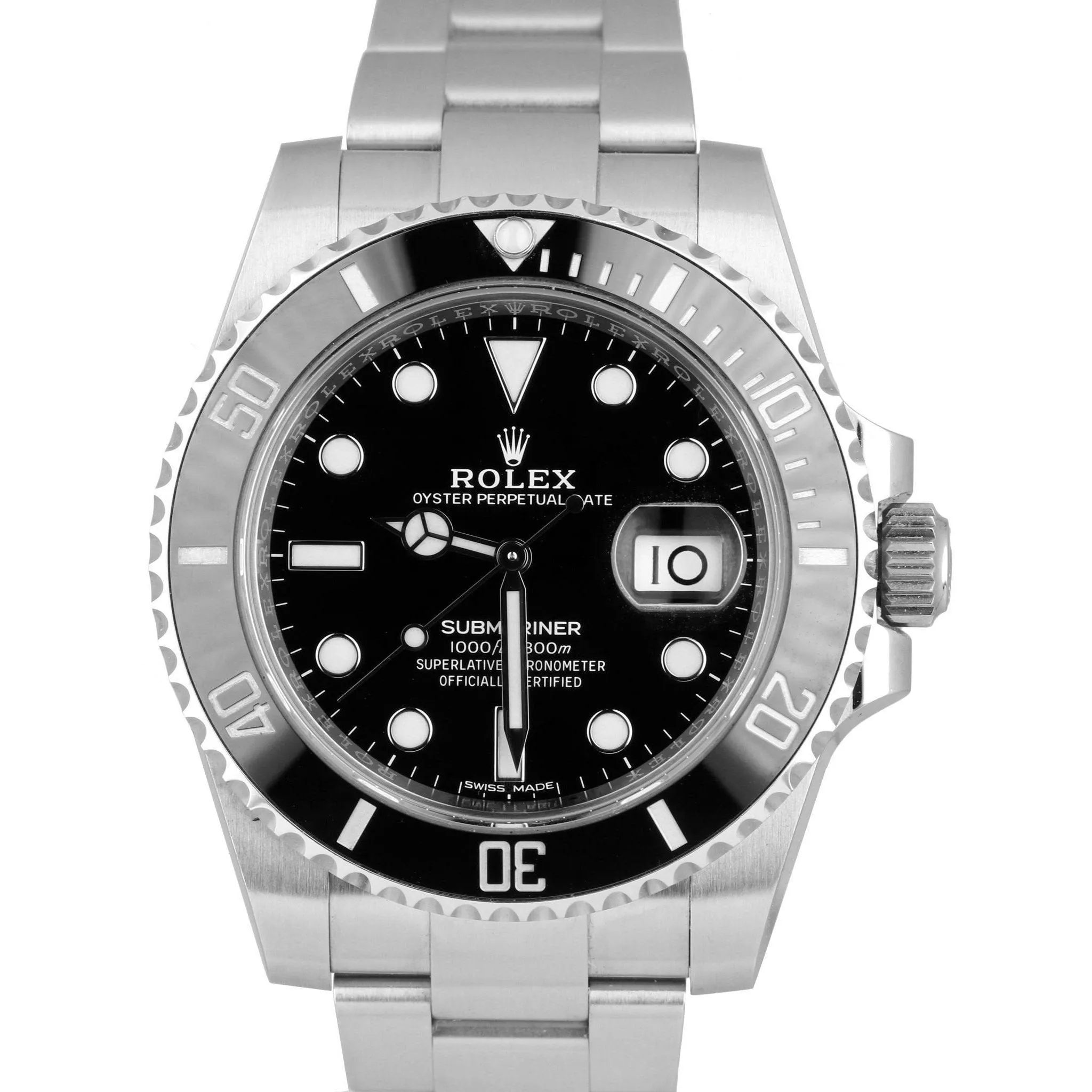 MINT 2015 Rolex Submariner Date 40mm Stainless Black Ceramic 116610 LN Watch B P