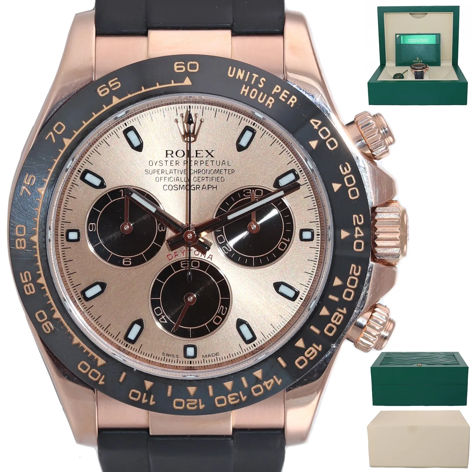 MINT 2016 Rolex Daytona Ceramic 116515LN Rose Gold 40mm Rubber Watch Box