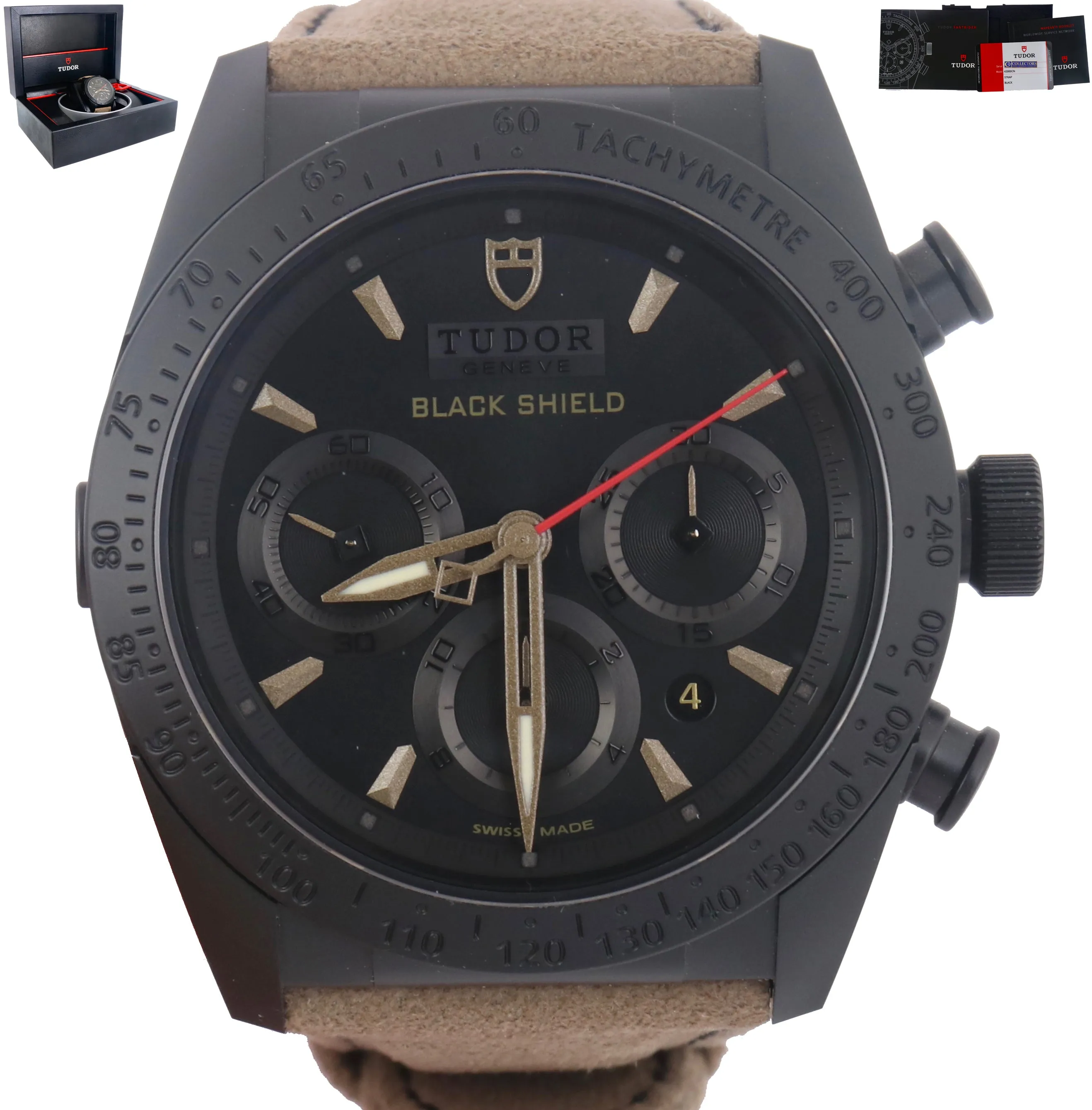 Mint 2018 Tudor Fastrider Blackshield Chronograph Auto 42000 42mm Black Ceramic