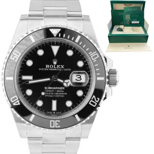 MINT 2022 Rolex Submariner 41mm Date Black 126610 Ceramic Stainless Steel Watch