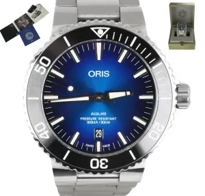 MINT Oris Aquis 7730 Blue Stainless Steel 43.5mm Automatic Black Ceramic Watch