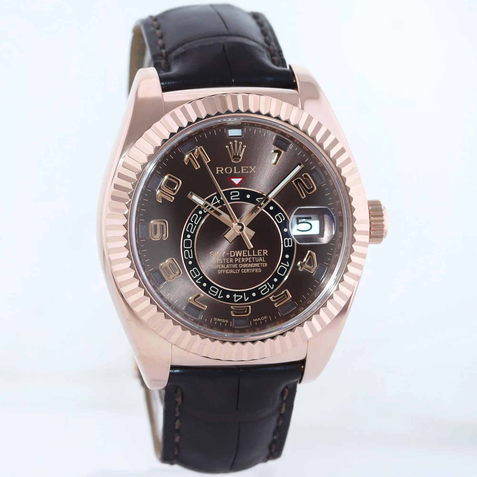 MINT PAPERS Rolex Sky-Dweller Rose Gold 326135 42mm Chocolate Watch Box