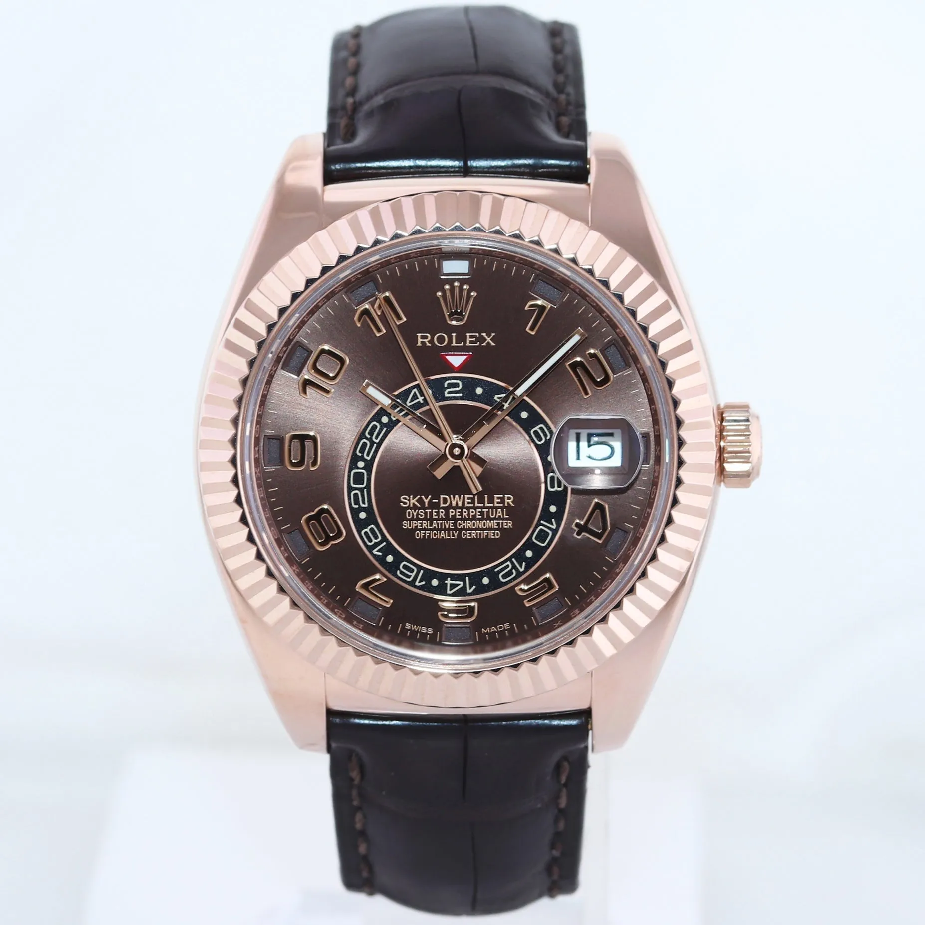 MINT PAPERS Rolex Sky-Dweller Rose Gold 326135 42mm Chocolate Watch Box