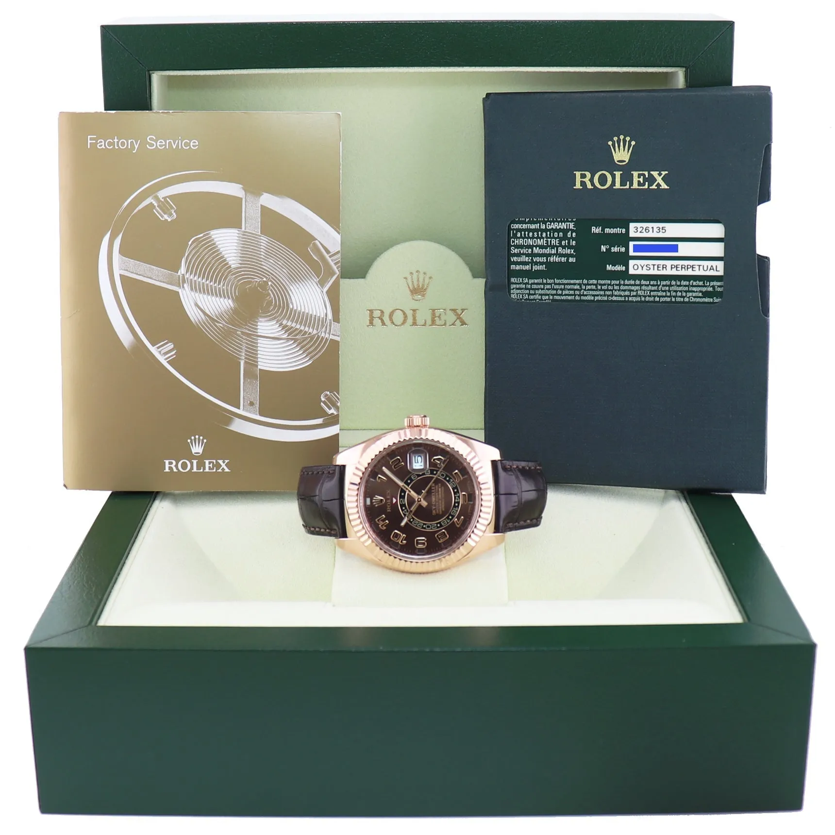 MINT PAPERS Rolex Sky-Dweller Rose Gold 326135 42mm Chocolate Watch Box